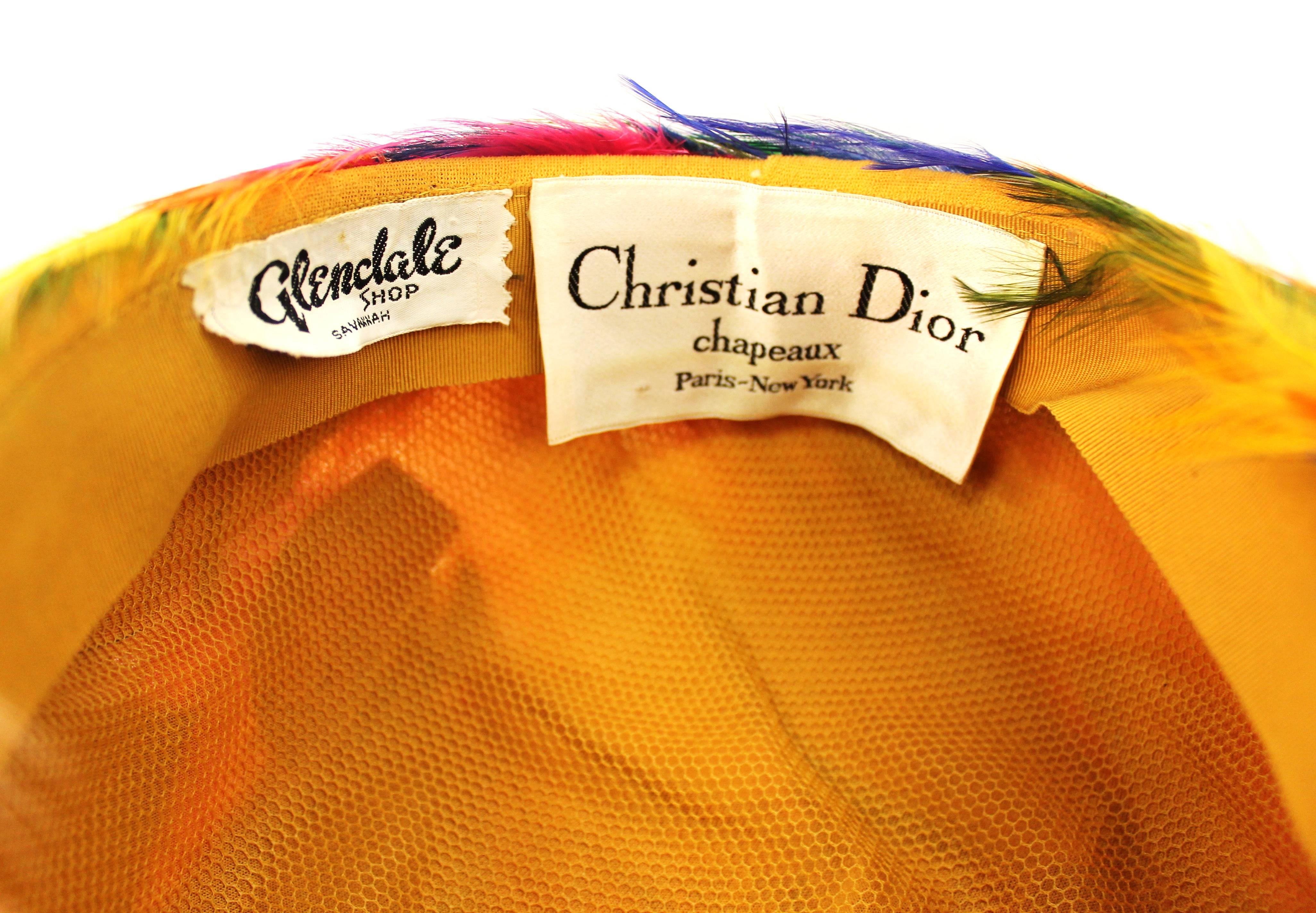 Christian Dior Rainbow Feather Hat c.1960 2
