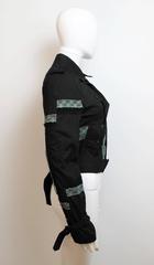 Comme des Garcons Tao Black and Blue Lace Crop Trench Jacket