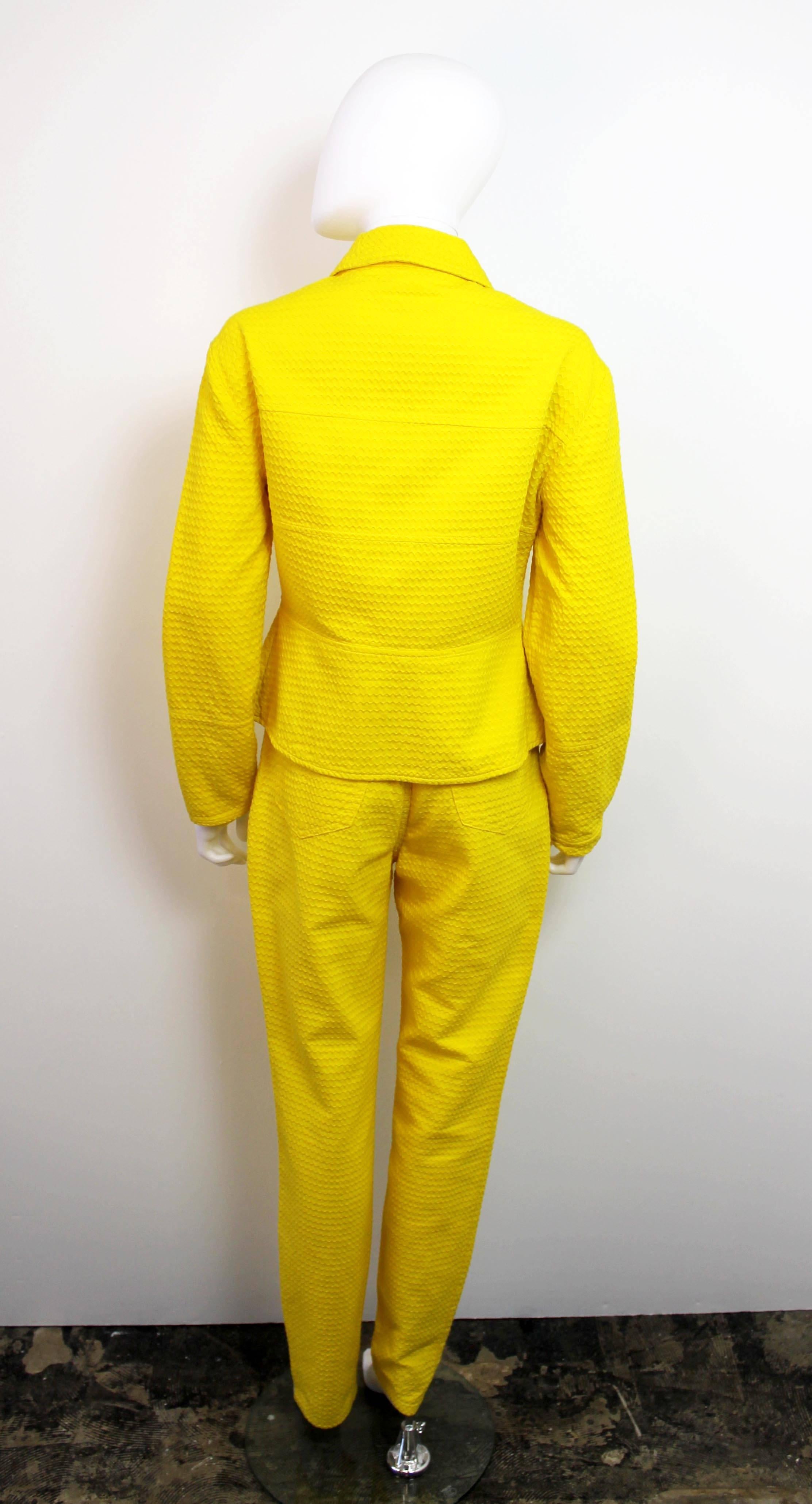 Early 1990's Versace Jeans Couture Yellow Two-Piece Suit In Good Condition In London, GB