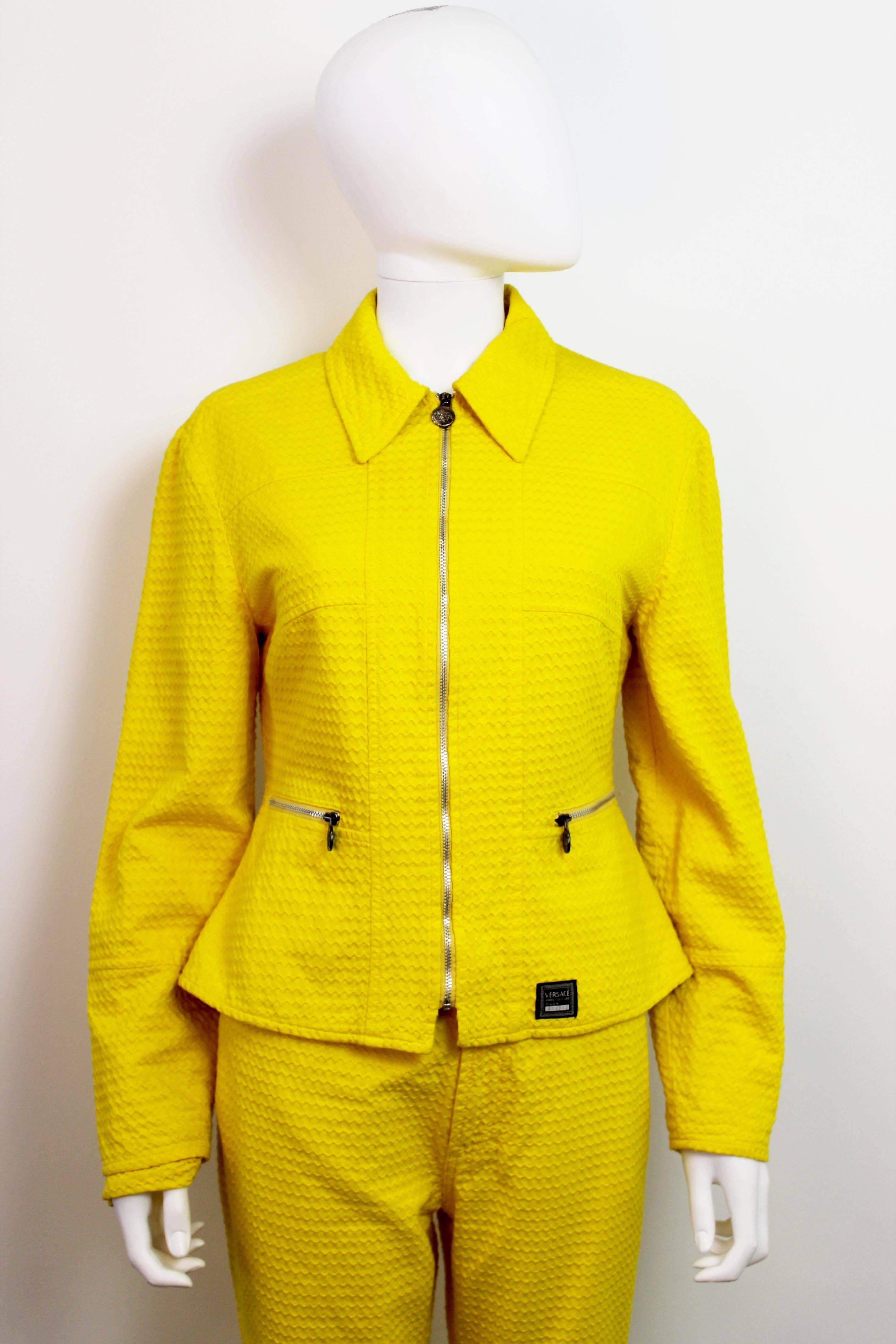 Early 1990's Versace Jeans Couture Yellow Two-Piece Suit 1