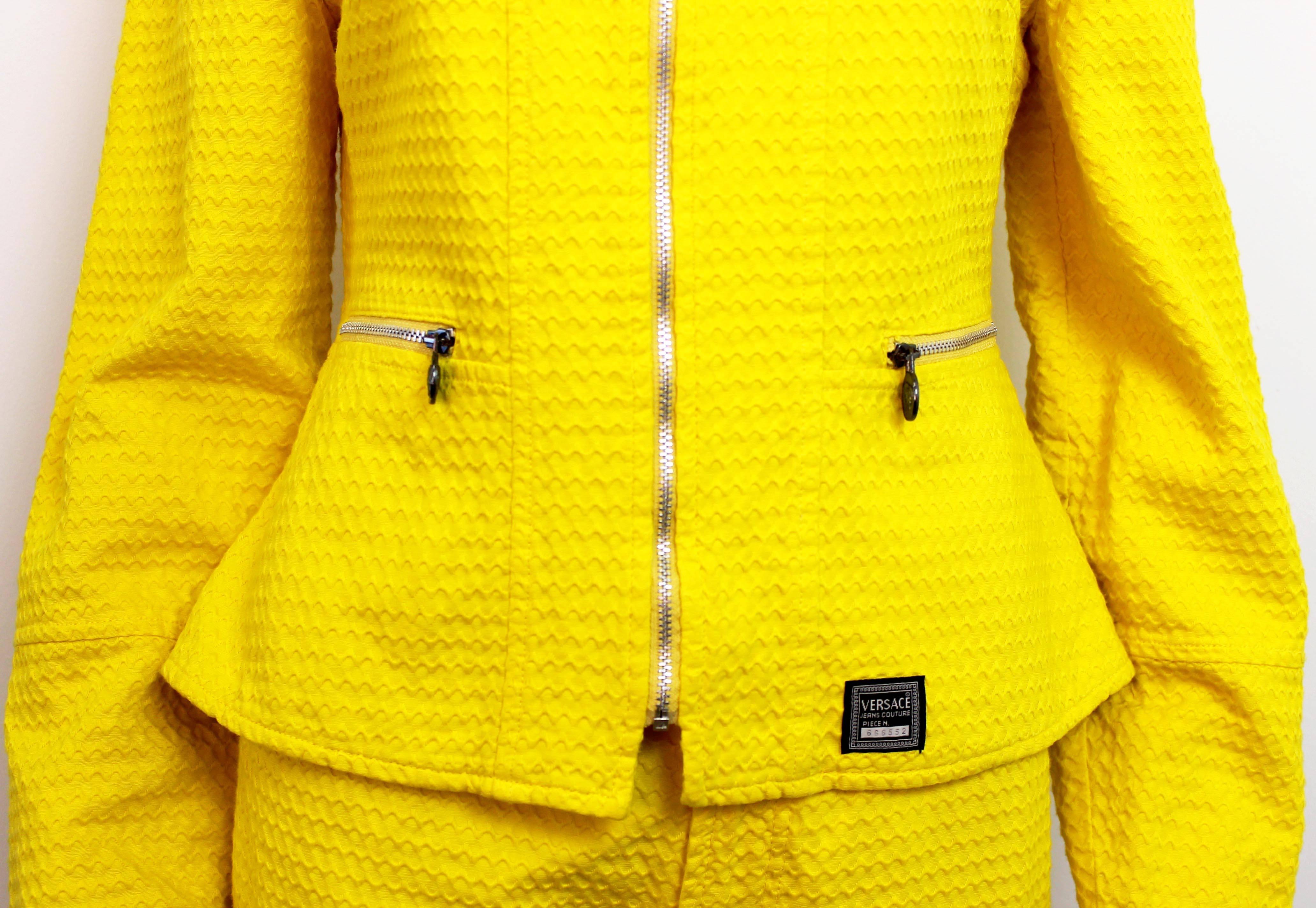 Early 1990's Versace Jeans Couture Yellow Two-Piece Suit 3