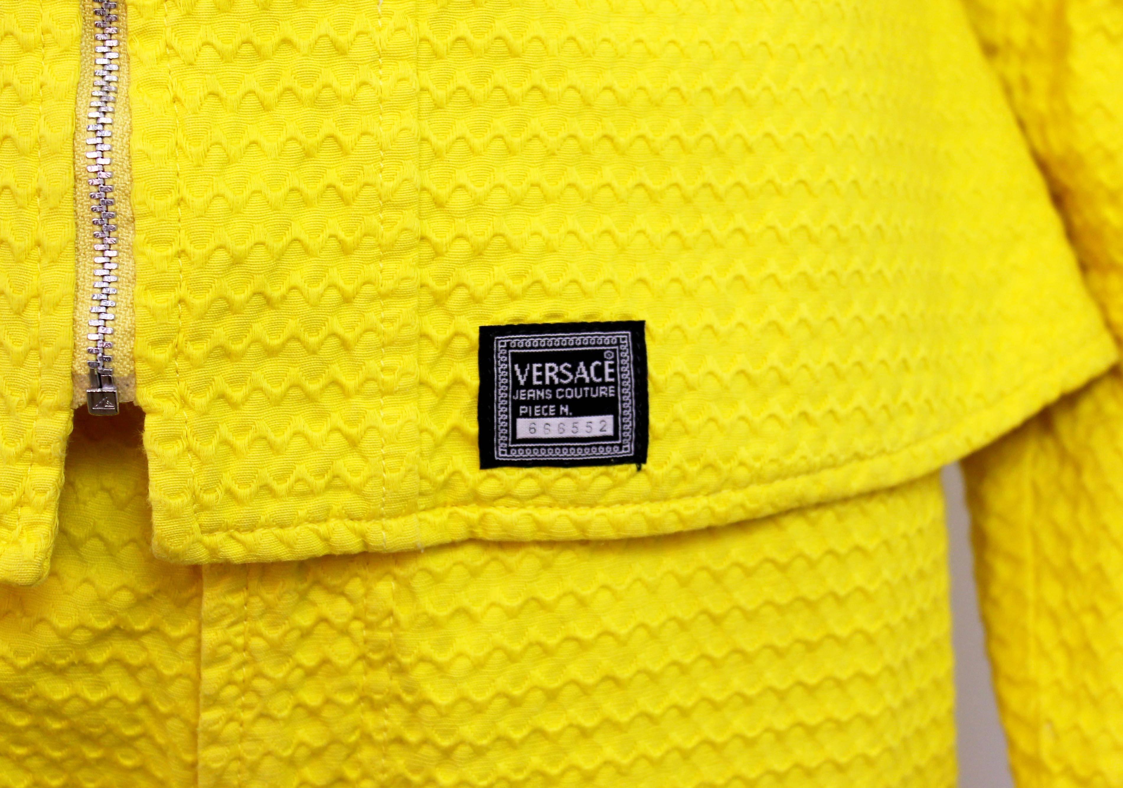 Early 1990's Versace Jeans Couture Yellow Two-Piece Suit 4