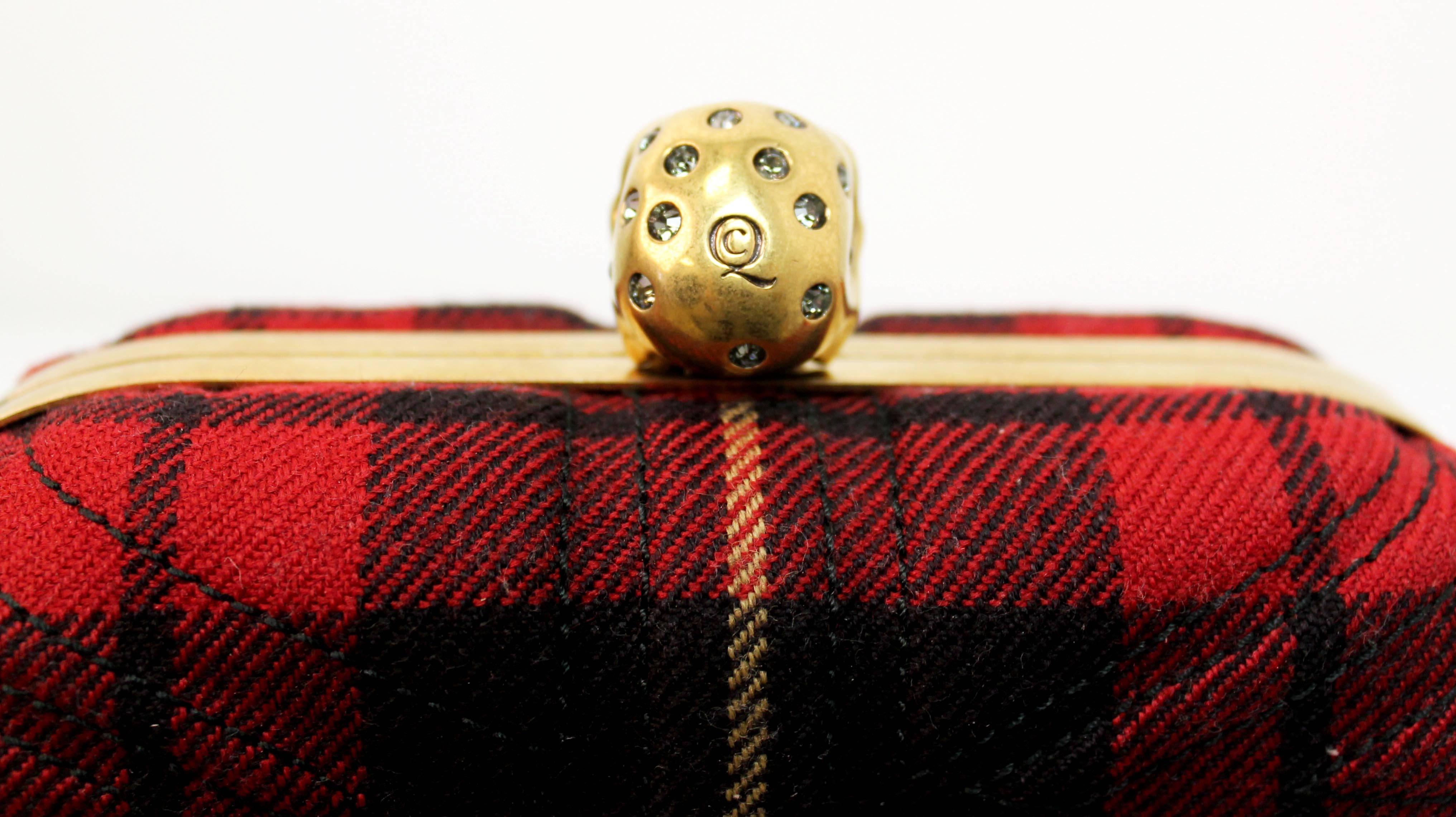 Alexander McQueen Tartan Clutch With Jewelled Skull Closure In Excellent Condition In London, GB