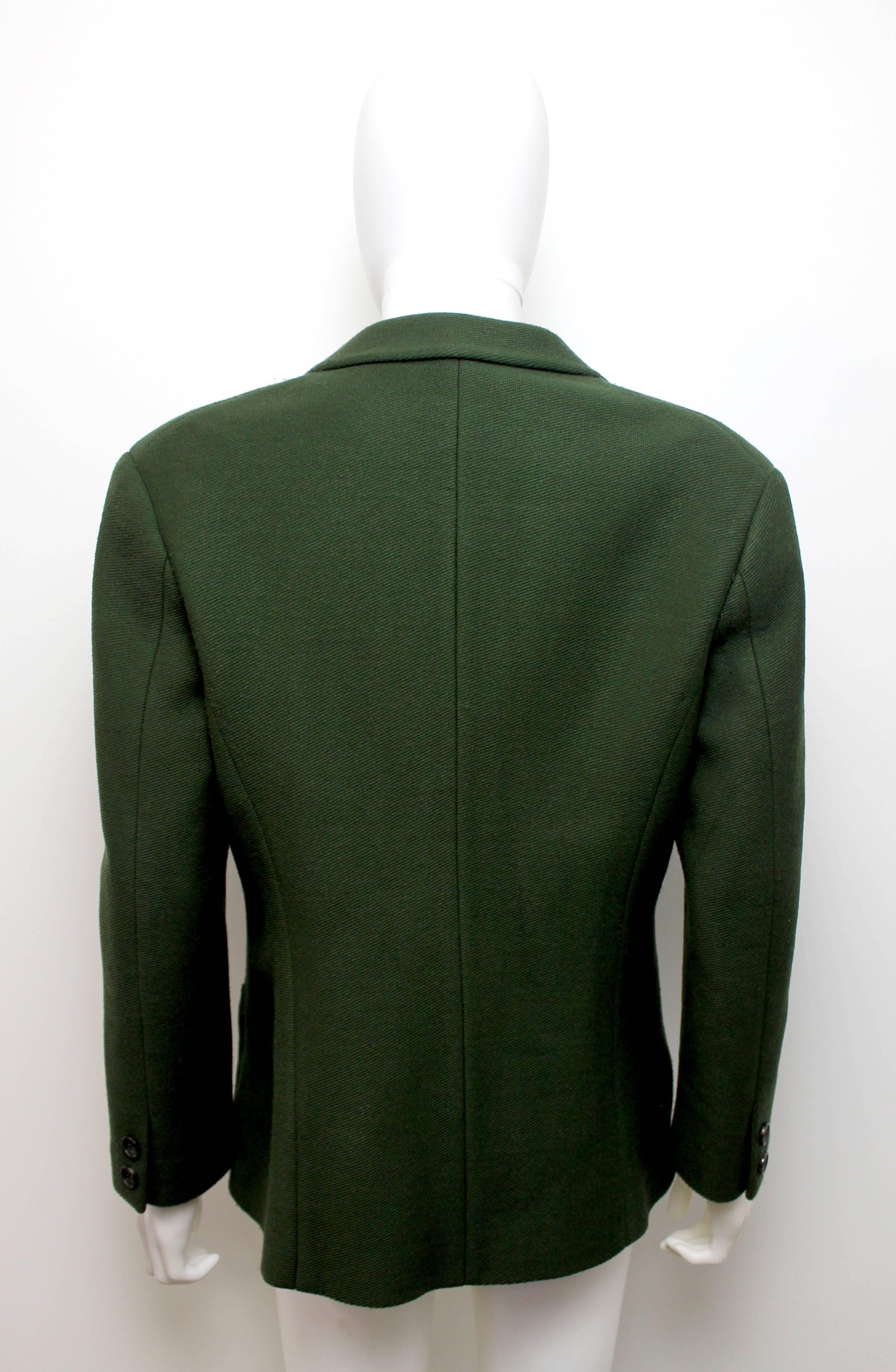 Yohji Yamamoto Green Double Breasted Blazer In Excellent Condition In London, GB