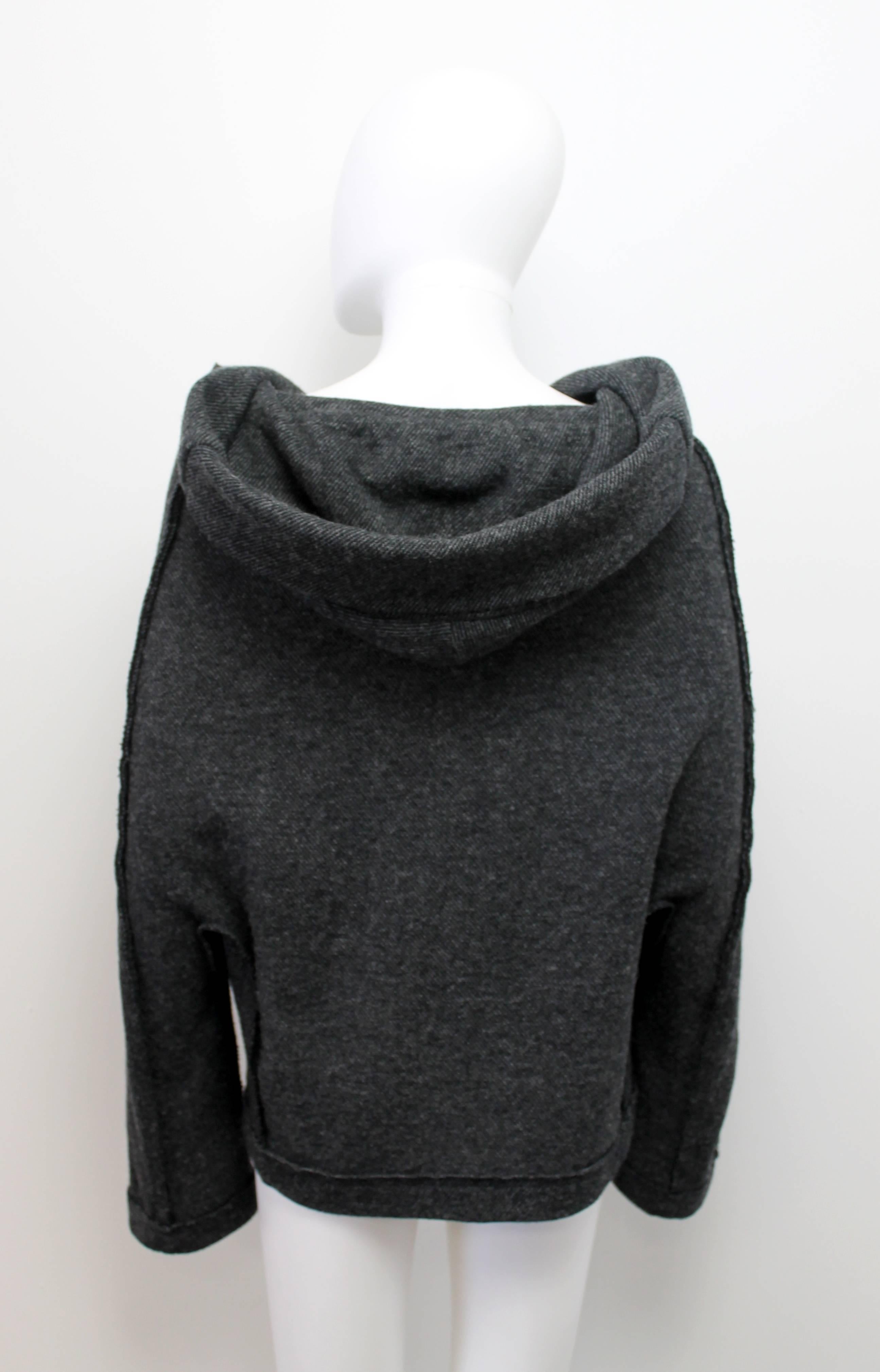 Y's Grey Hooded Knit Jacket In Excellent Condition In London, GB