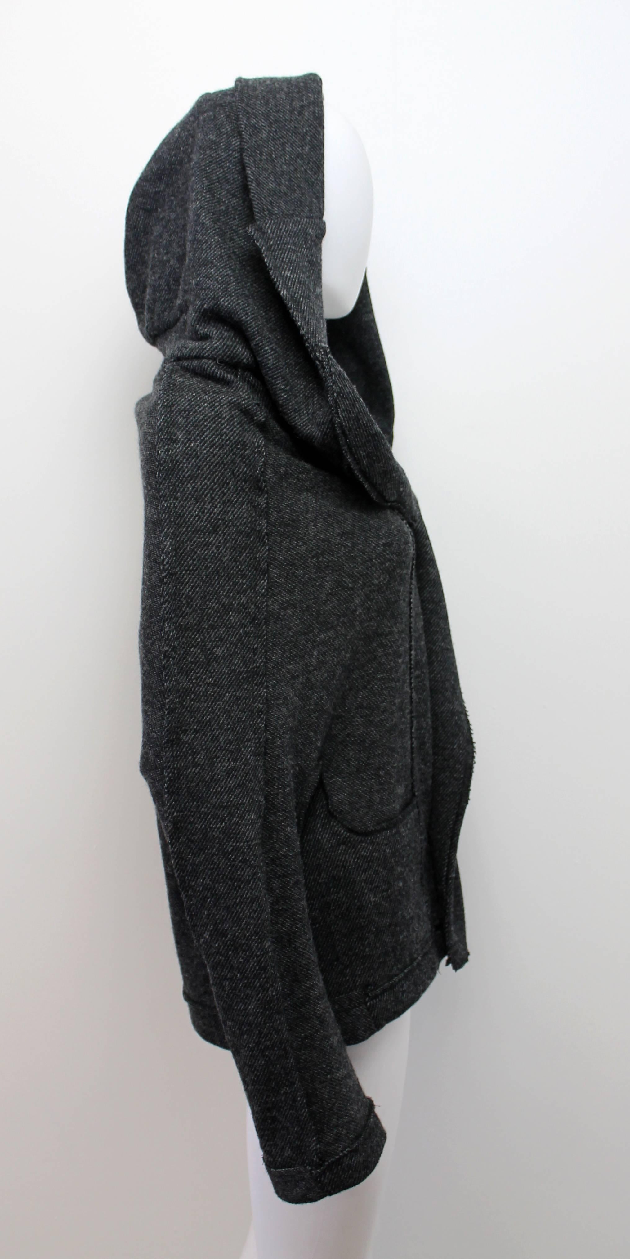 Black Y's Grey Hooded Knit Jacket