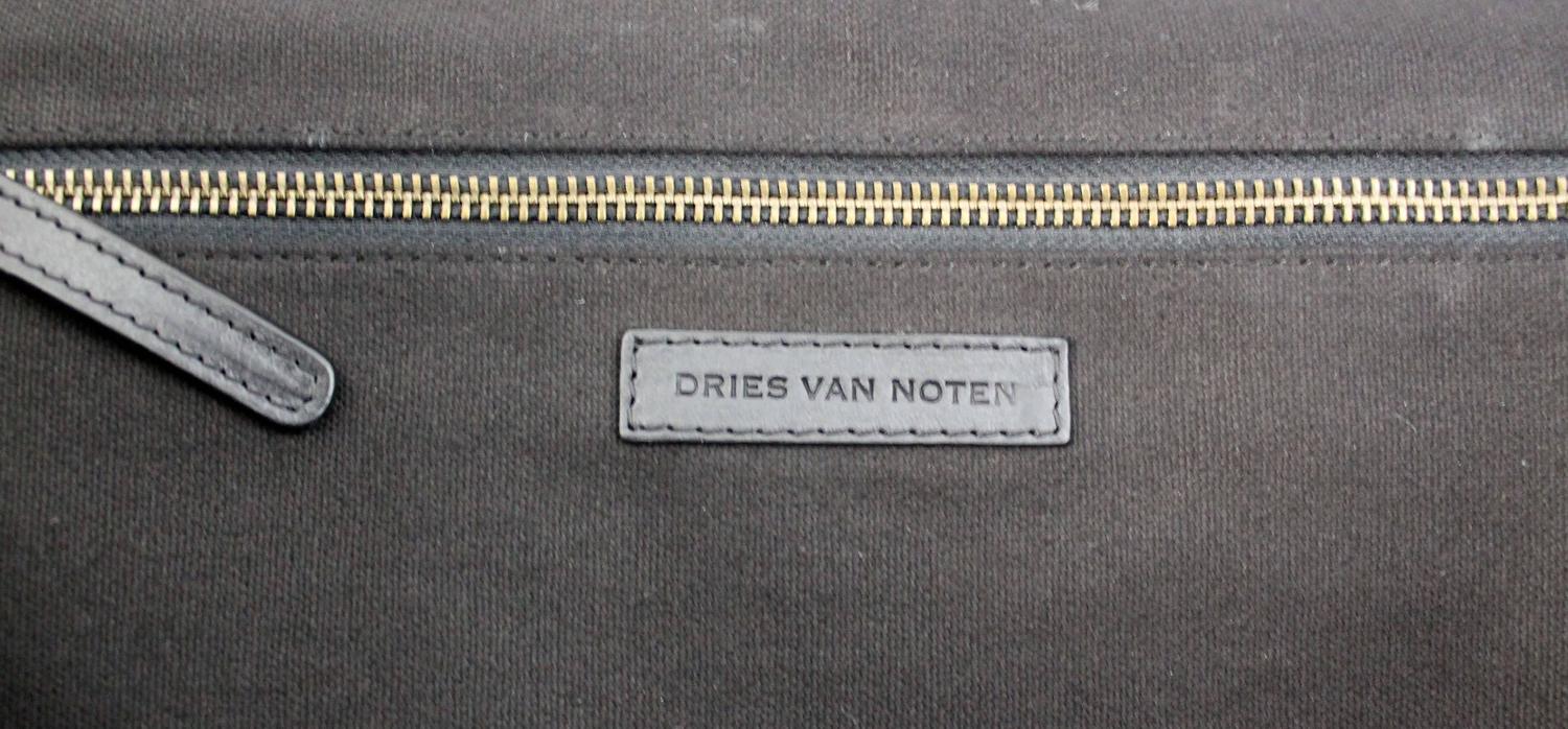 Dries Van Noten Large Woven Leather and Canvas Fringe Bag For Sale at