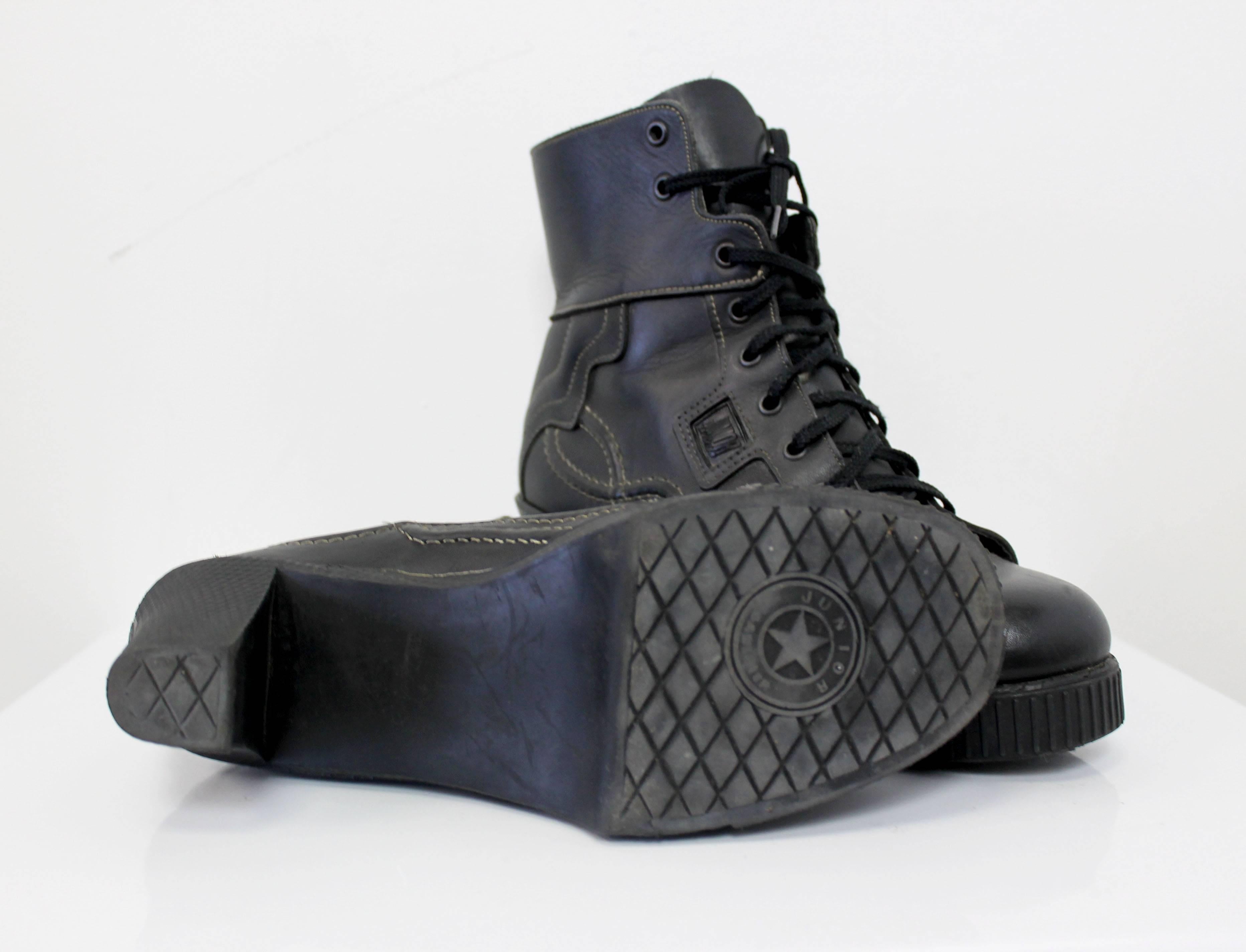 Junior Gaultier Black Lace-Up Boots c. 1990 For Sale 2