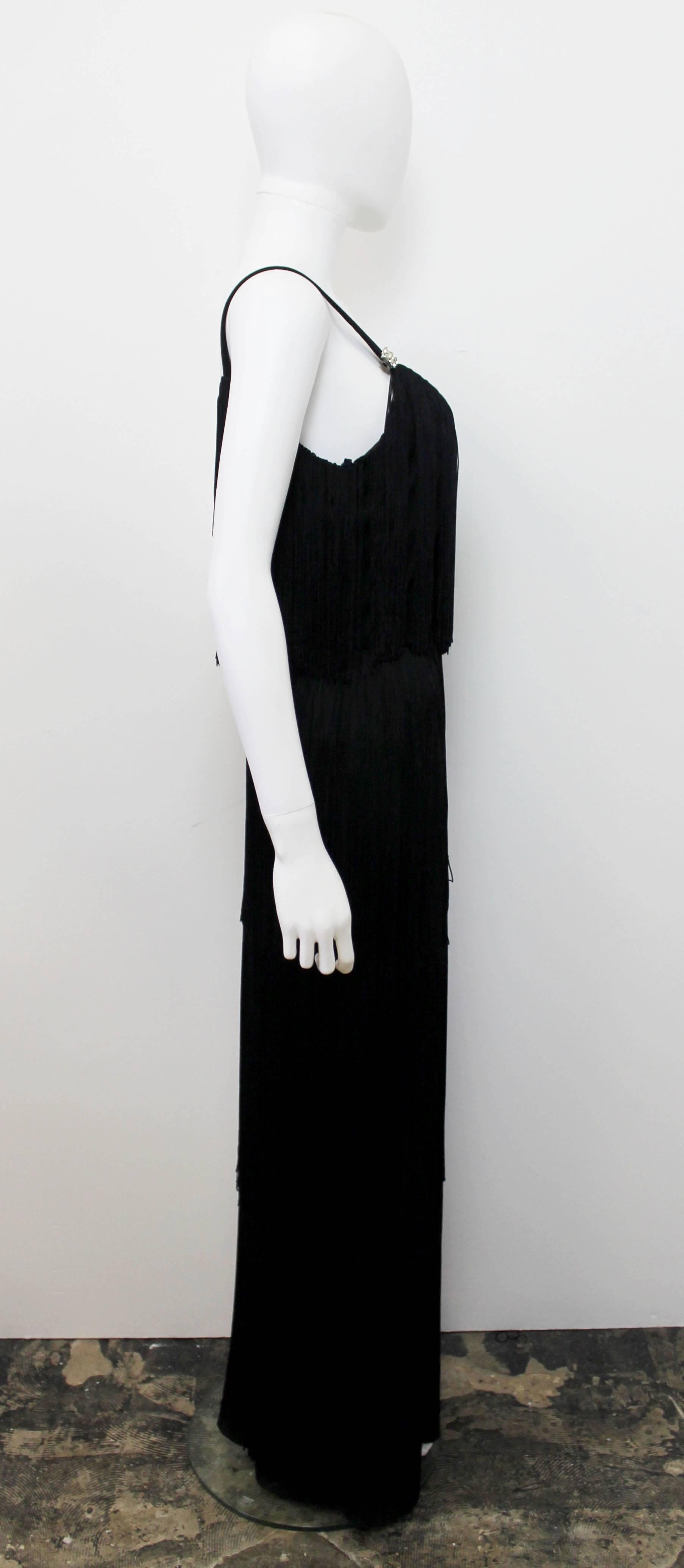 Marshall Russo Vegas Showgirl Long Fringe Dress c. 1979 In Excellent Condition For Sale In London, GB