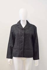 Issey Miyake Black Linen Jacket with fagotted panels