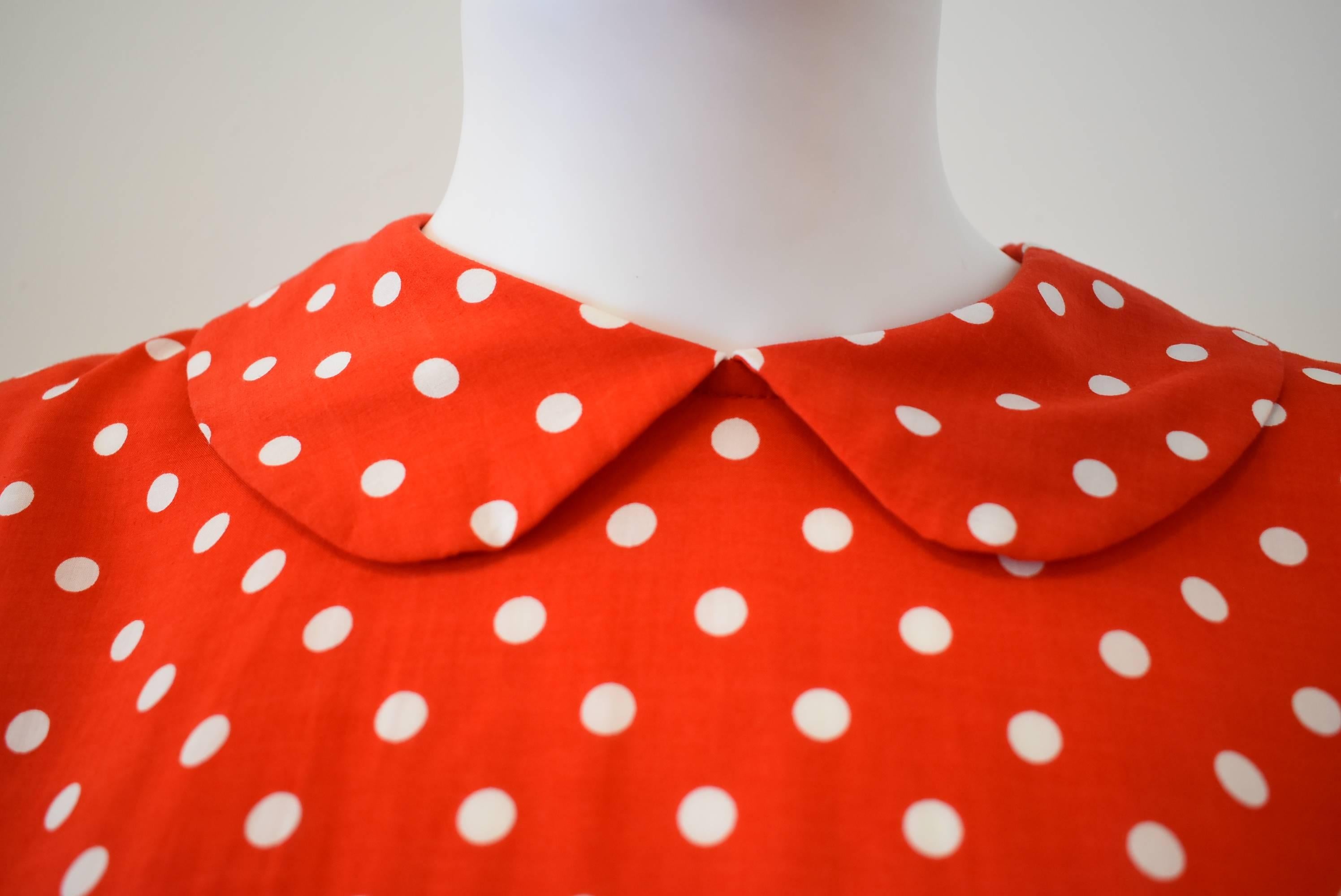 Comme des Garcons red and white polka dot pinafore dress 2013 1