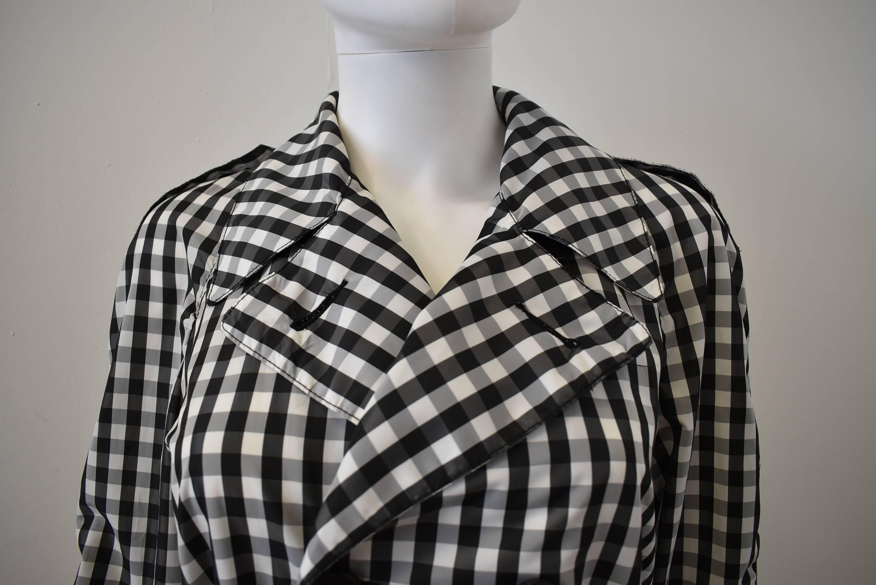 Women's or Men's Comme des Garcons Black and White Check Trench Coat