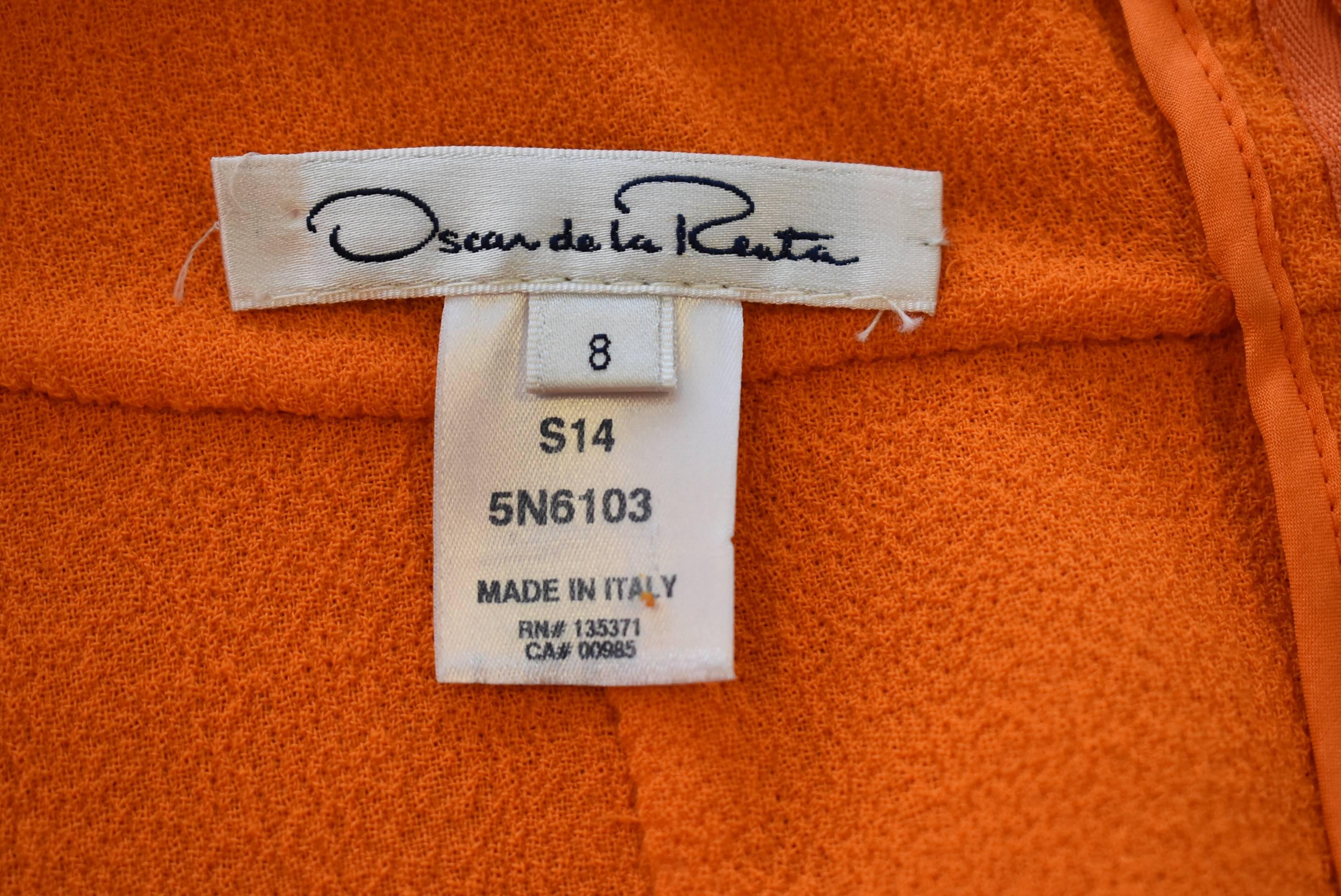 Oscar de La Renta Orange Shift Dress with Embellished Collar S/S 2014 4