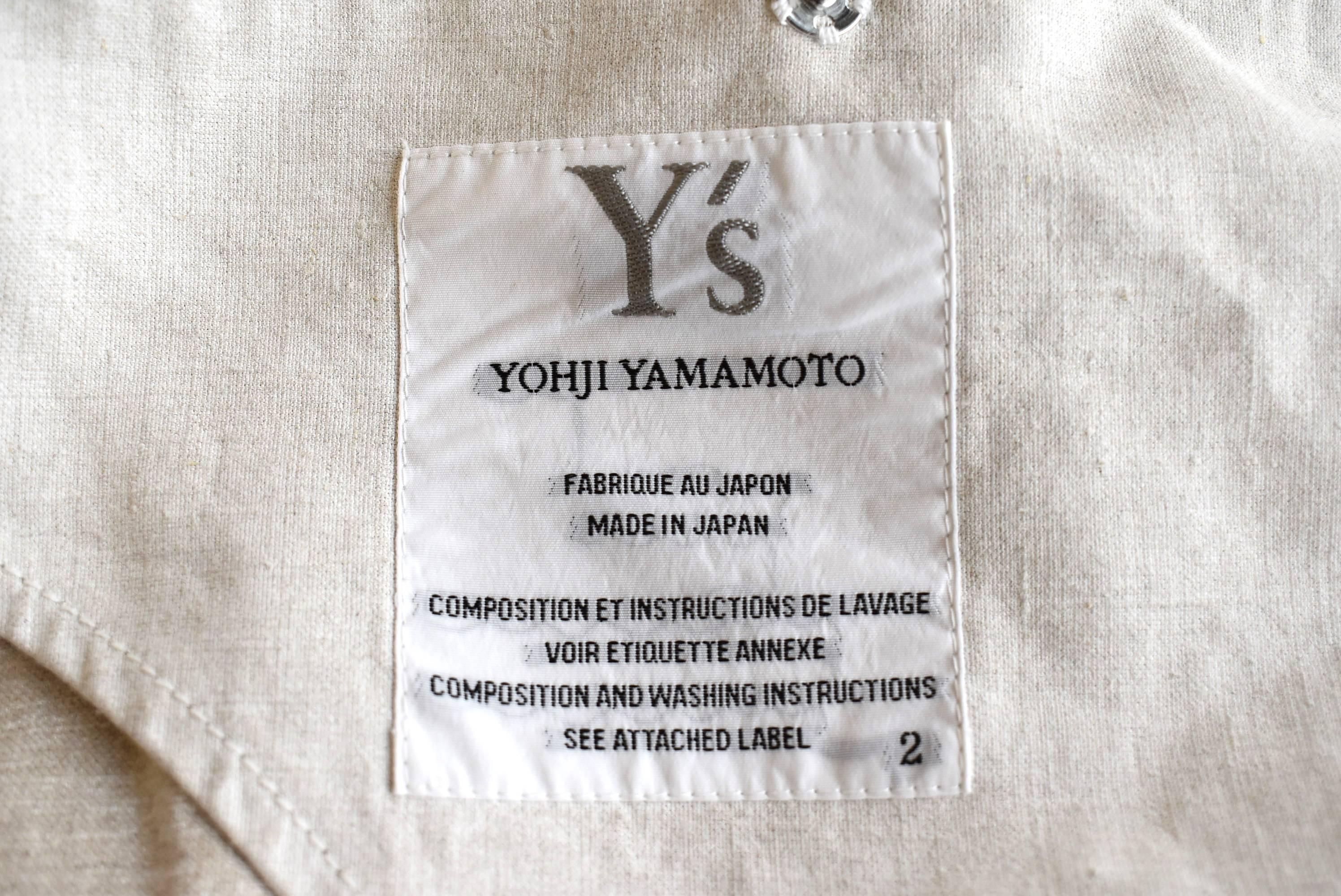 Yohji Yamamoto Y’s Linen Jacket with Folded Collar and Panel Details For Sale 3