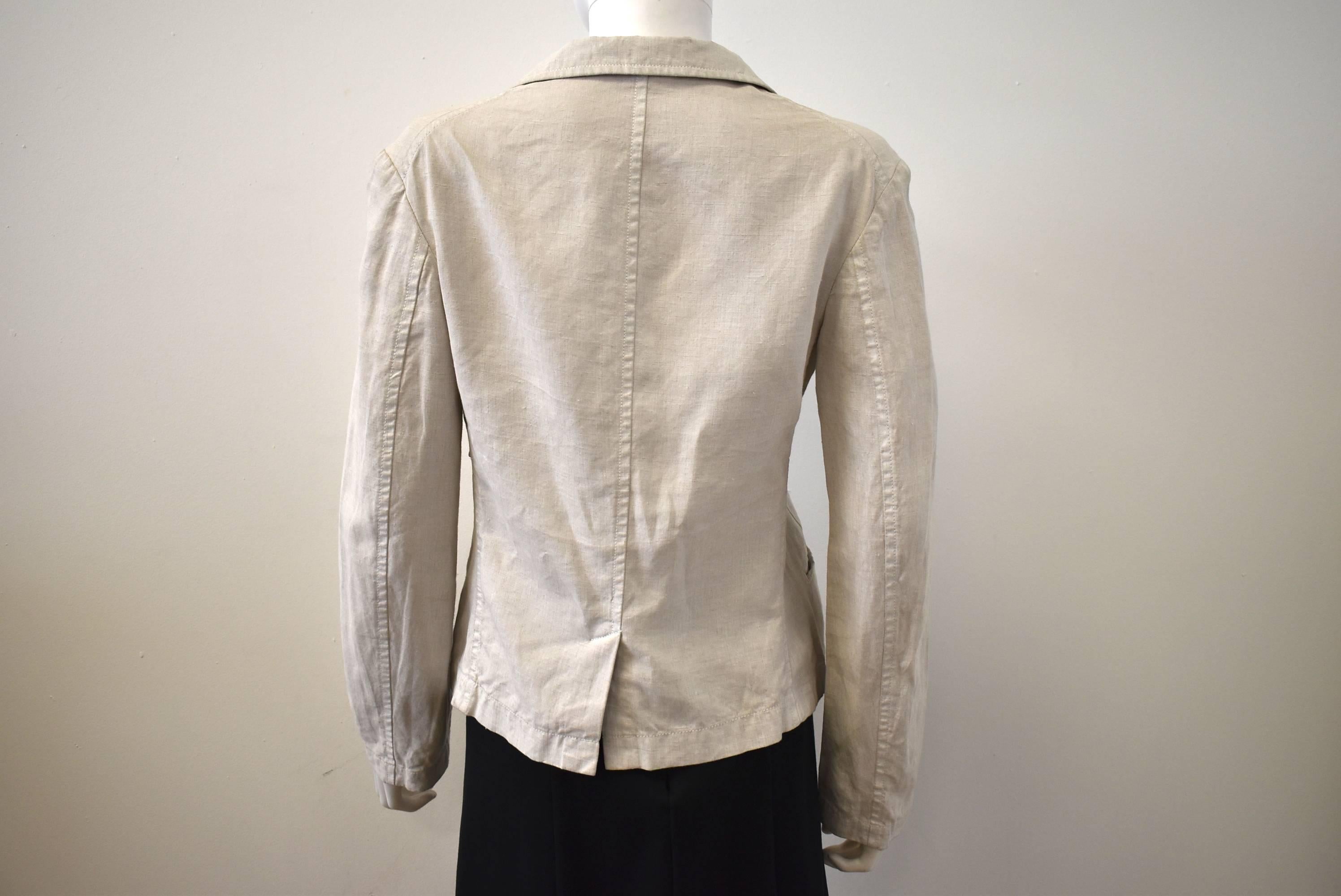 Women's Yohji Yamamoto Y’s Linen Jacket with Folded Collar and Panel Details For Sale