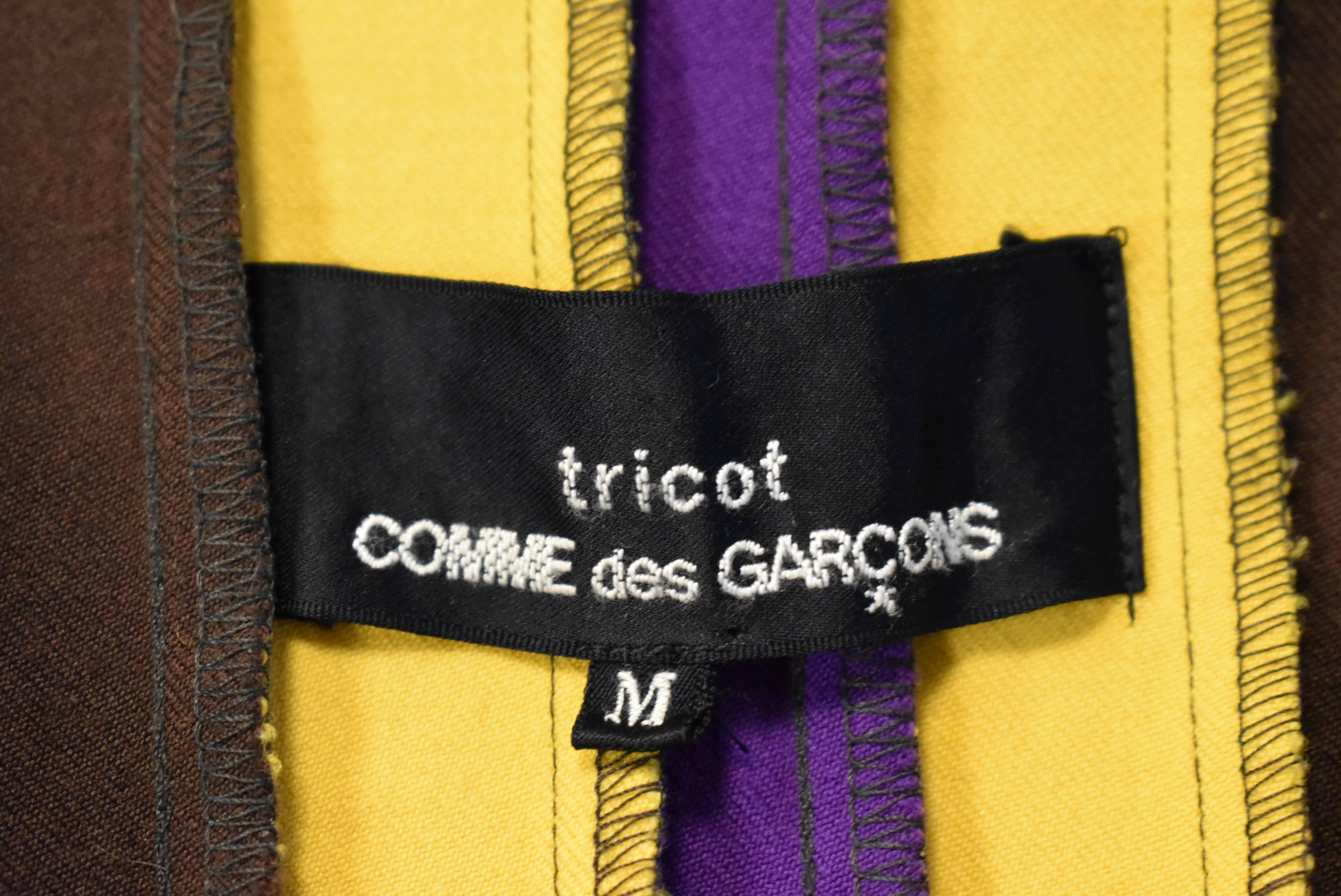 Comme des Garcons Tricot Brown/Yellow Irregular Striped Wool Shirt  1