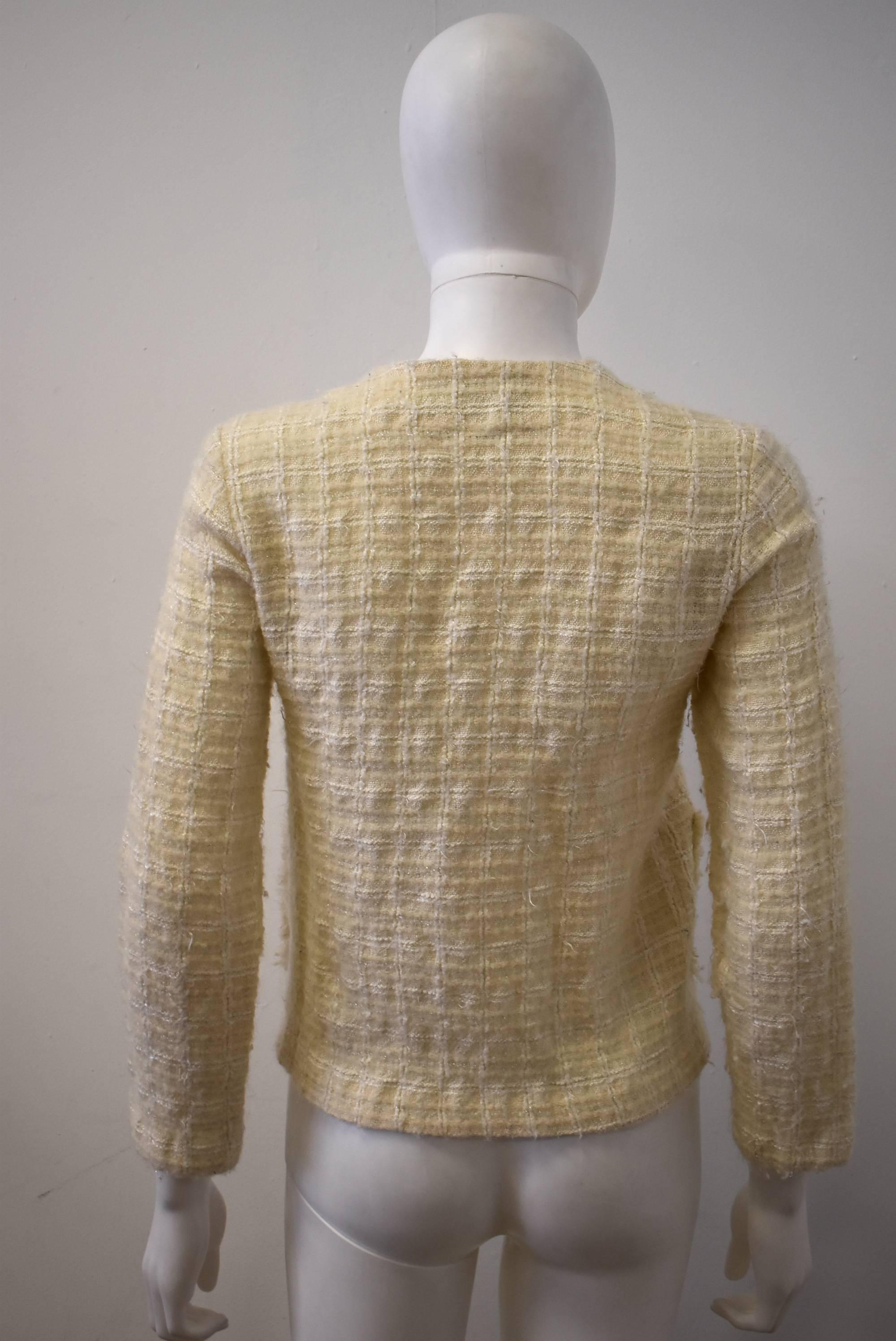 Comme des Garcons Tricot Cream Cropped Boucle Jacket 2001 In Excellent Condition In London, GB