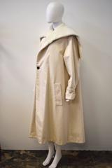 Loewe Cream Cotton Oversize Coat with Shearling Collar