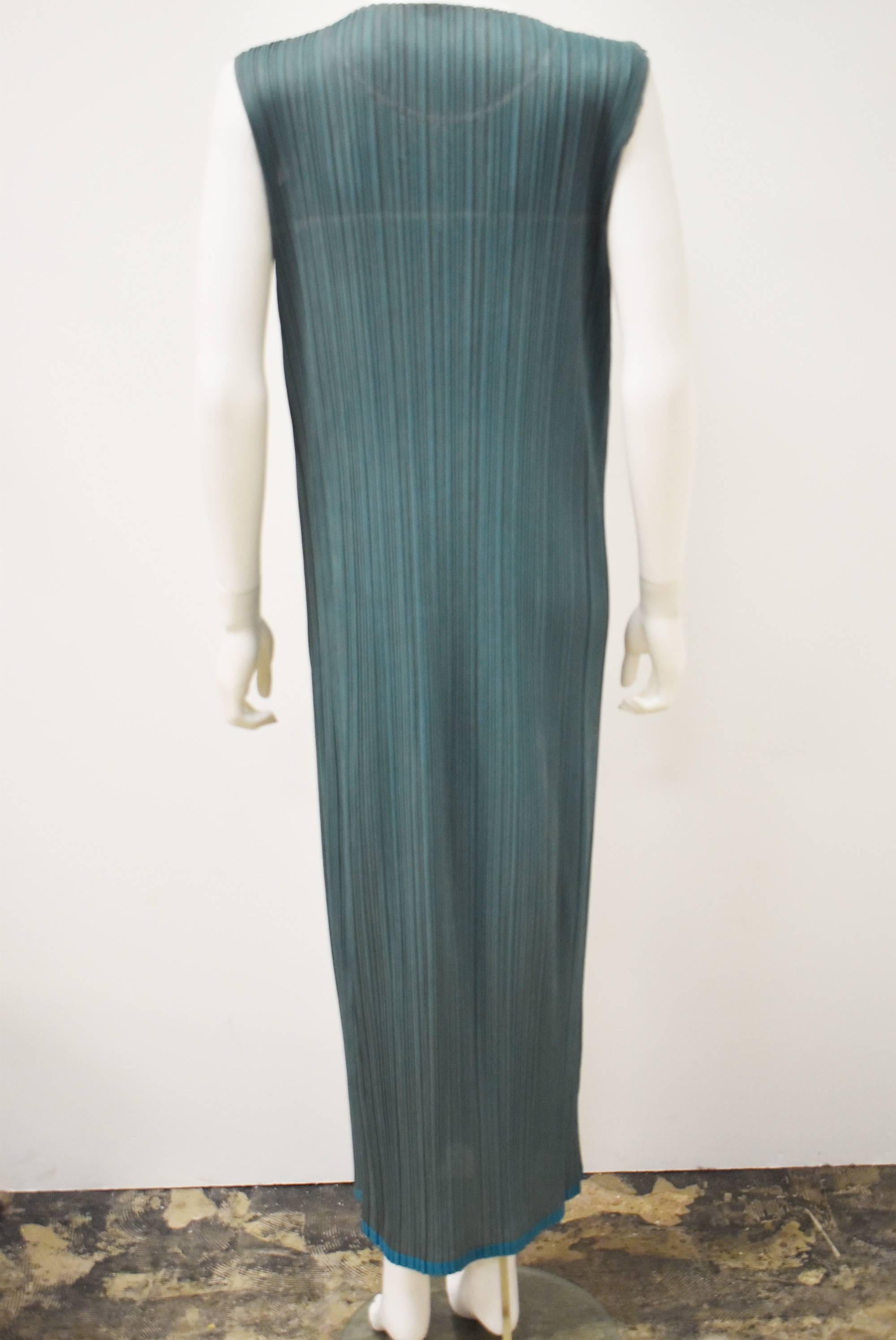Issey Miyake Pleats Please Two-Tone Turquoise Dress  In Excellent Condition In London, GB