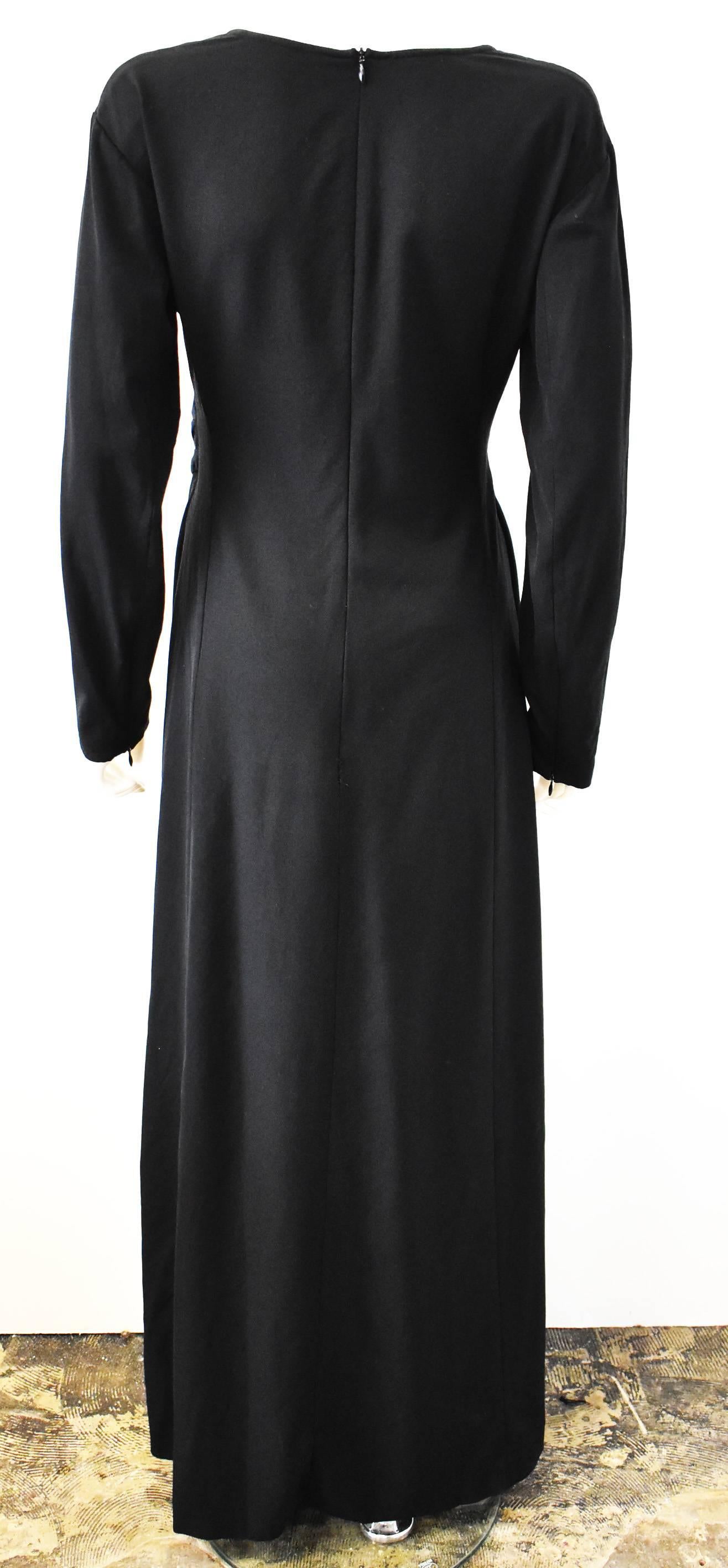 Dries Van Noten Black Long Dress With Open Drape Waist In Good Condition For Sale In London, GB