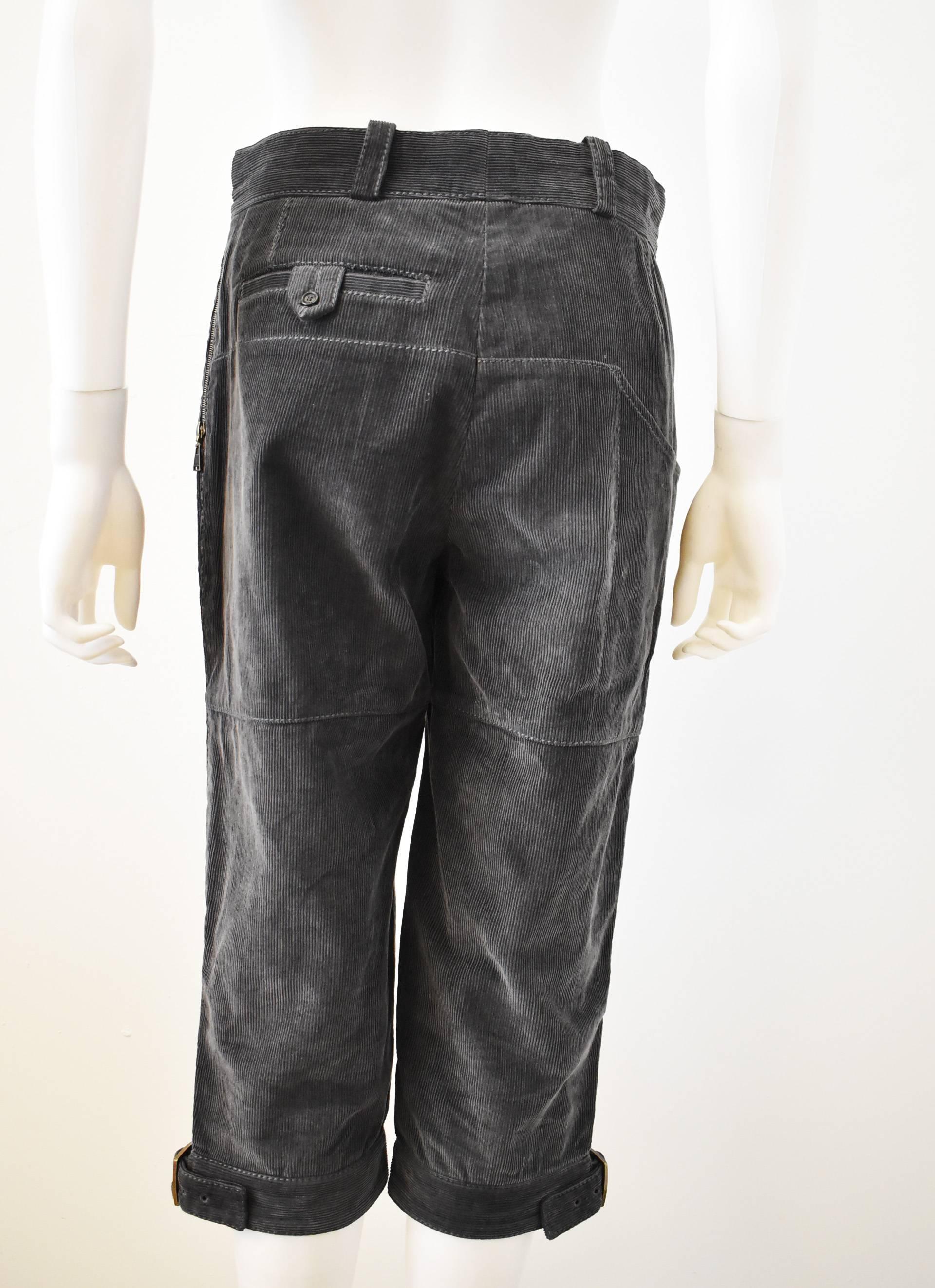 Black Louis Vuitton Charcoal Corduroy Plus Fours Cropped Trousers