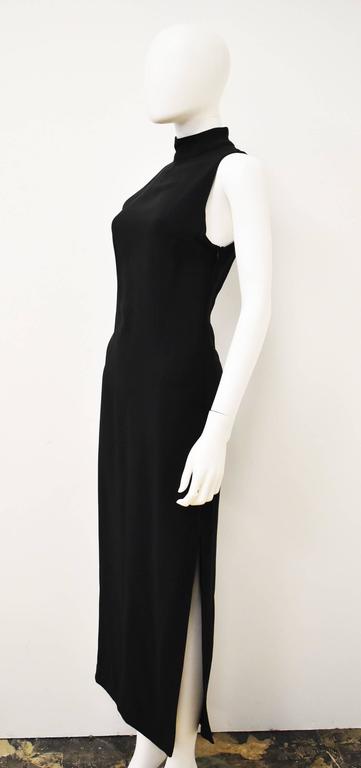 Miu Miu Black Sheath Dress with High Neck and Leg Slit  In Good Condition In London, GB