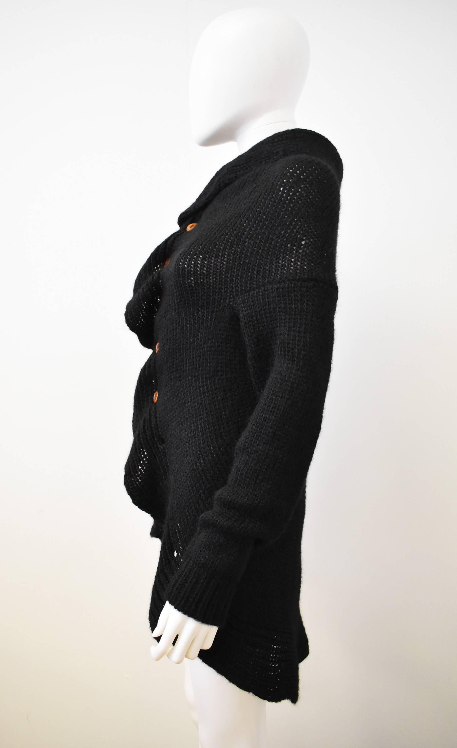 Comme des Garcons Black Chunky Frill Knit Cardigan 2002 In Excellent Condition In London, GB