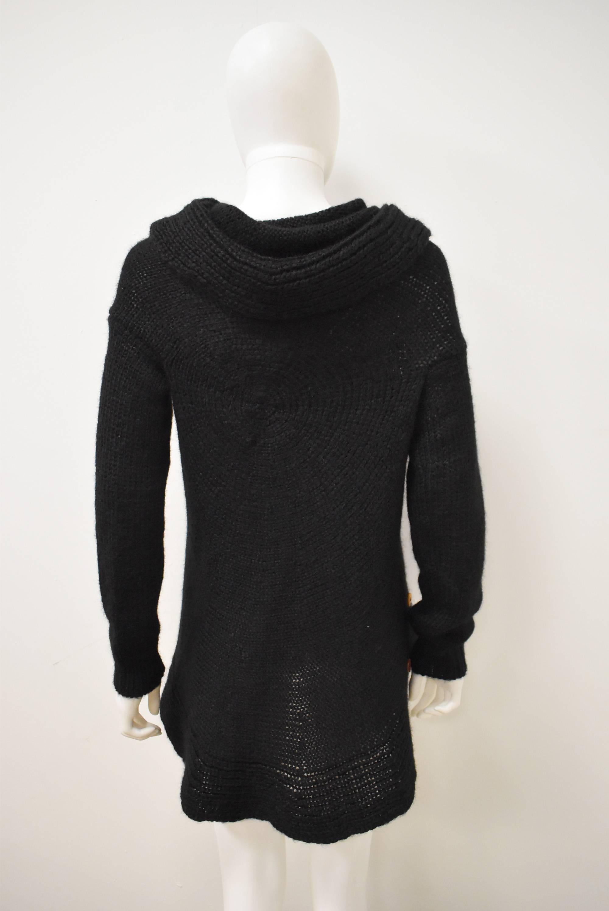 Women's Comme des Garcons Black Chunky Frill Knit Cardigan 2002