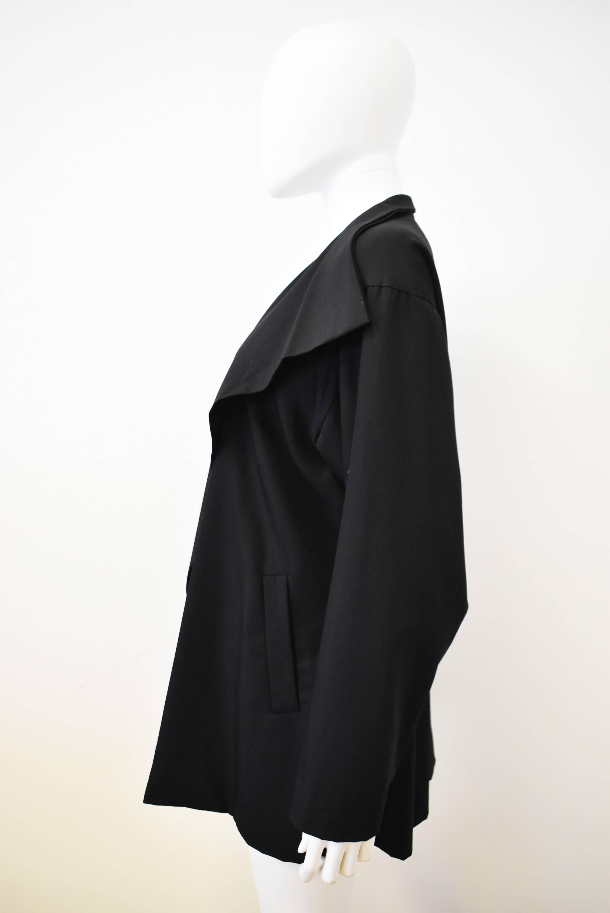 1980s Issey Miyake Plantation Black Open Jacket with Draped Collar  In Good Condition In London, GB