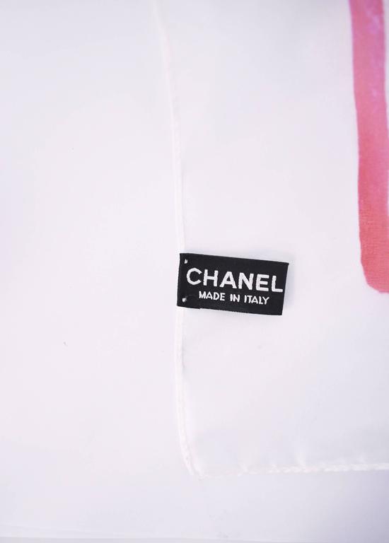 Chanel White Silk Scarf with Coco Chanel Sketch by Karl Lagerfeld 2012 ...