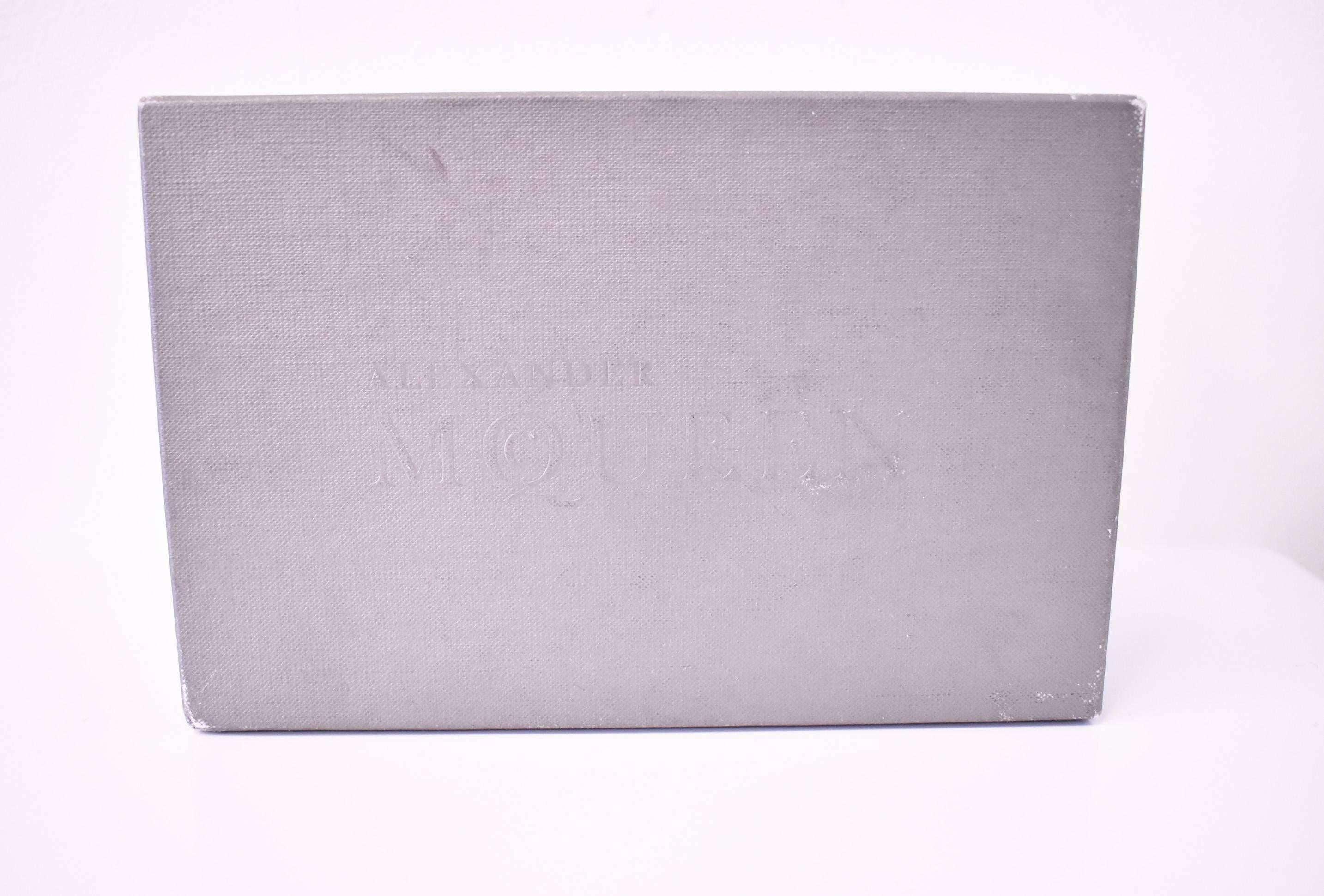 Gray Alexander McQueen White Leather with Whipstitched Union Jack Skull Box Clutch