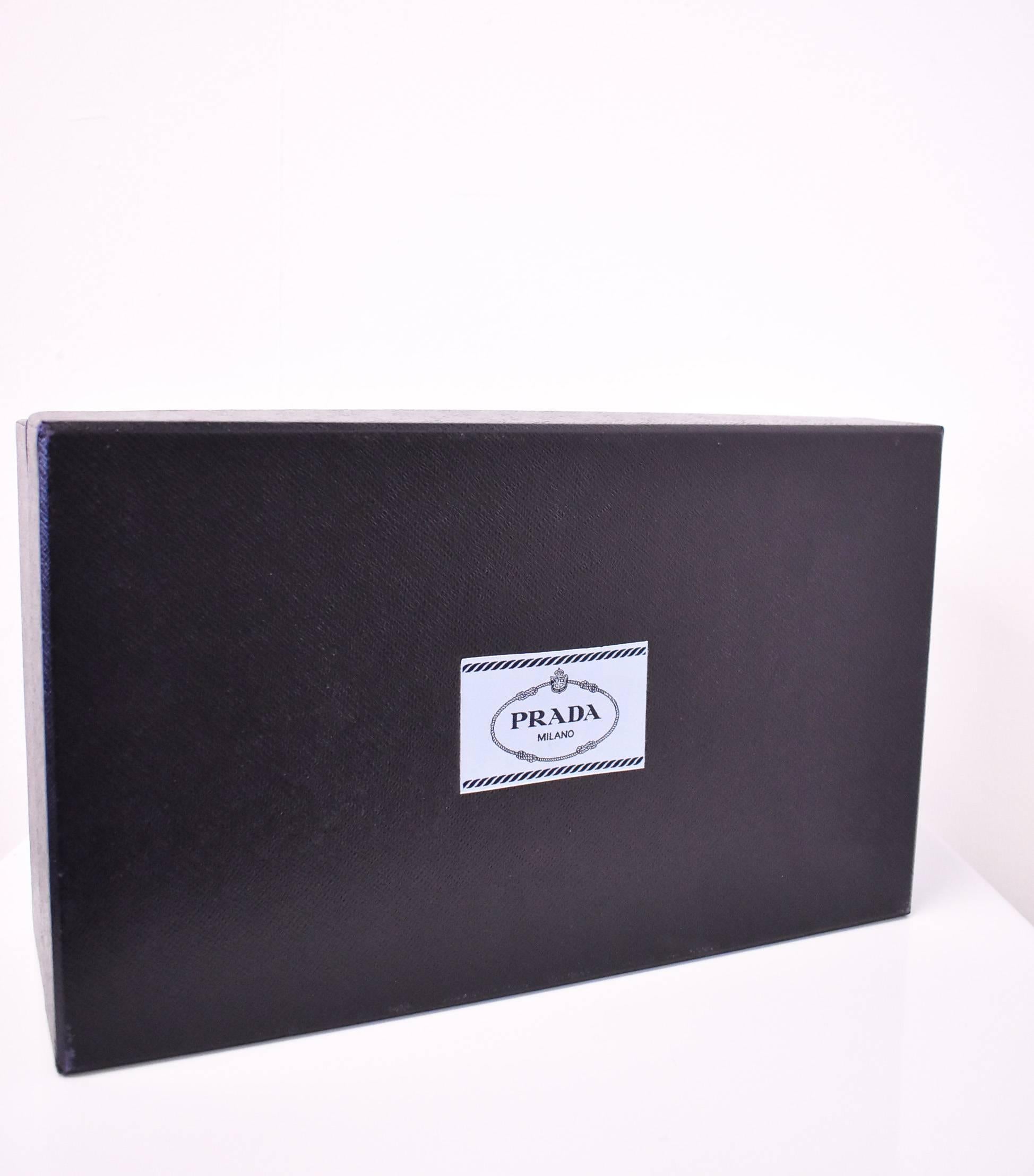 Prada Black Wedge Shoes with Gold Ankle Strap Unworn with Box and Dustbag A/W 14 For Sale 4