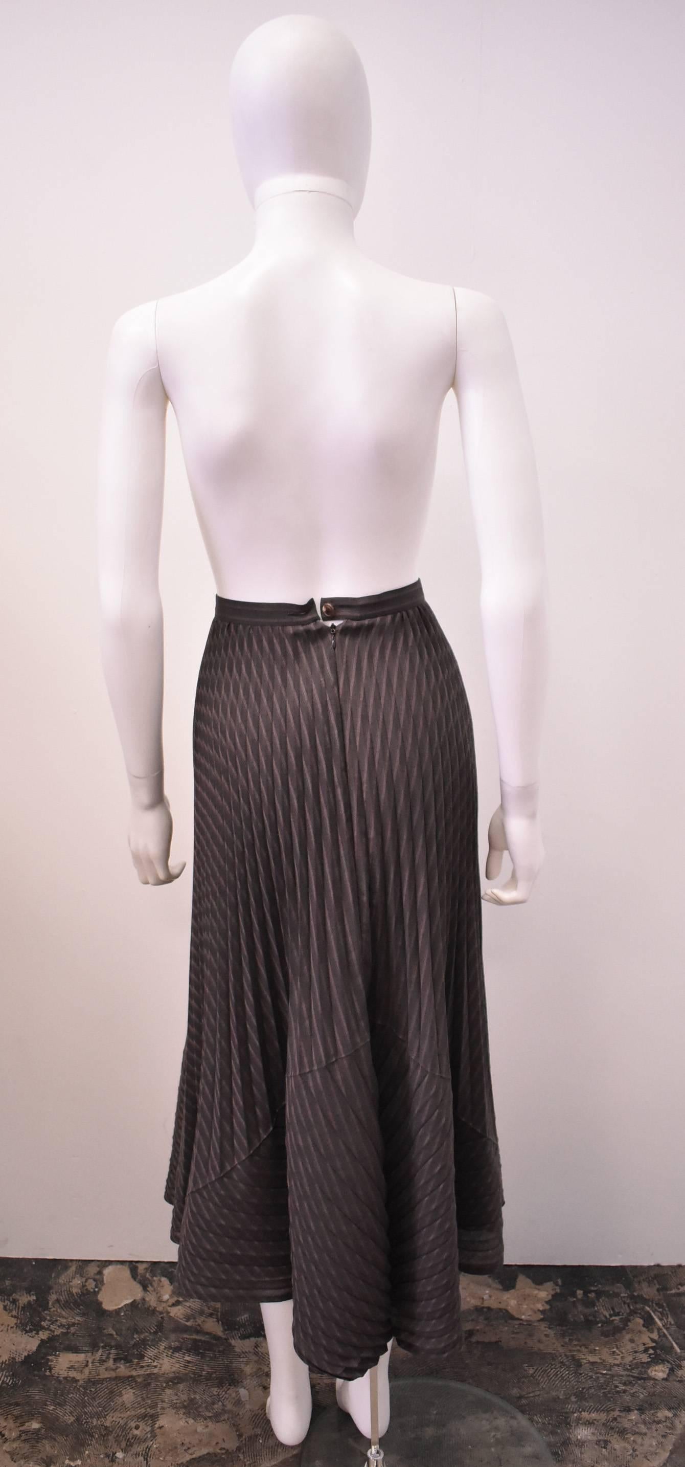 Black Issey Miyake Brown Striped Multi-directional Pleated Skirt
