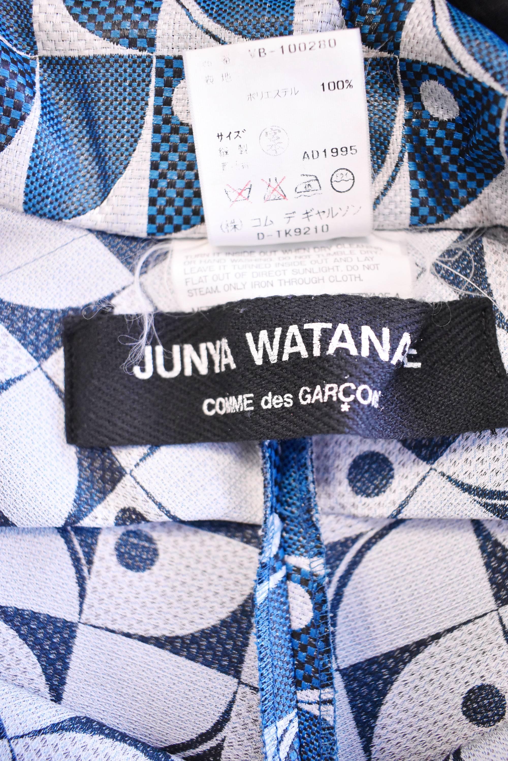 Junya Watanabe Blue and White Jacquard Geometric Print Structured Top 1995 For Sale 2