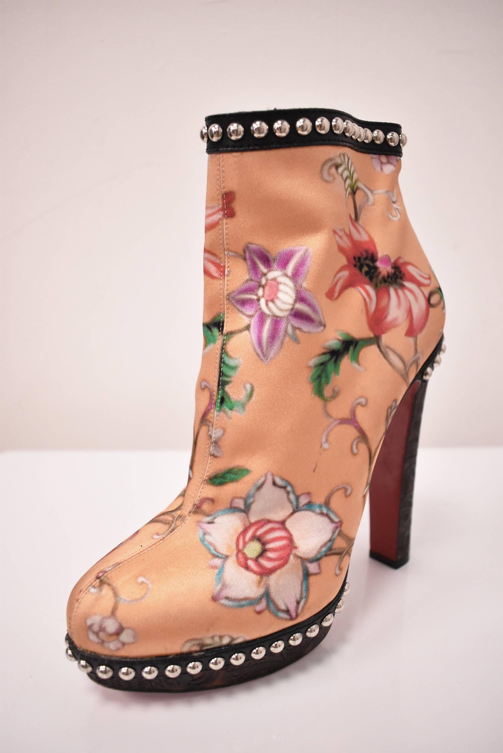 Women's Mary Katrantzou x Christian Louboutin Floral Heels with Stud Details A/W 2011 For Sale