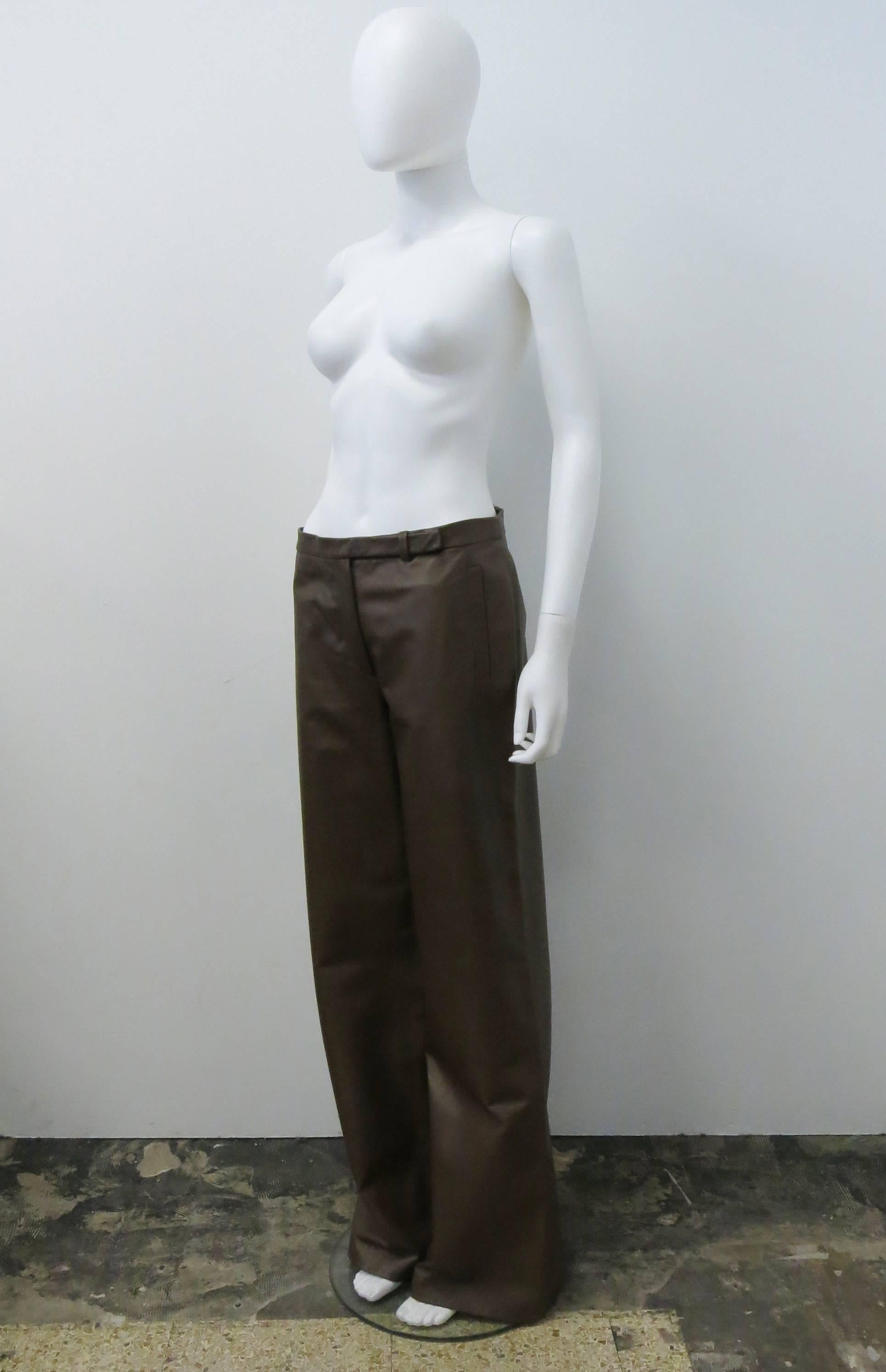 Black Jil Sander Brown Leather Low-rise, wide-leg trousers (As seen)