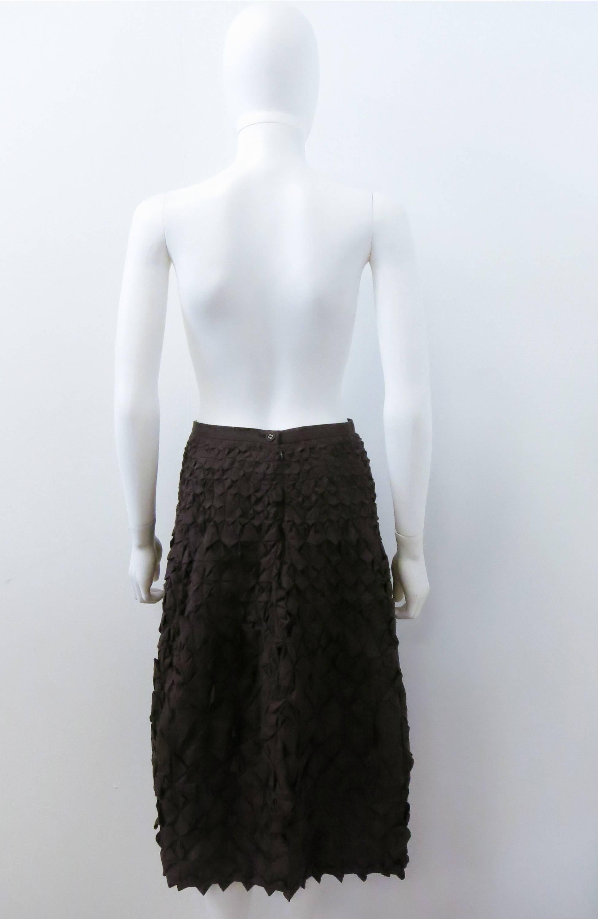 Issey Miyake Brown Triangle Cotton Origami 3D Textured Skirt  In Excellent Condition In London, GB