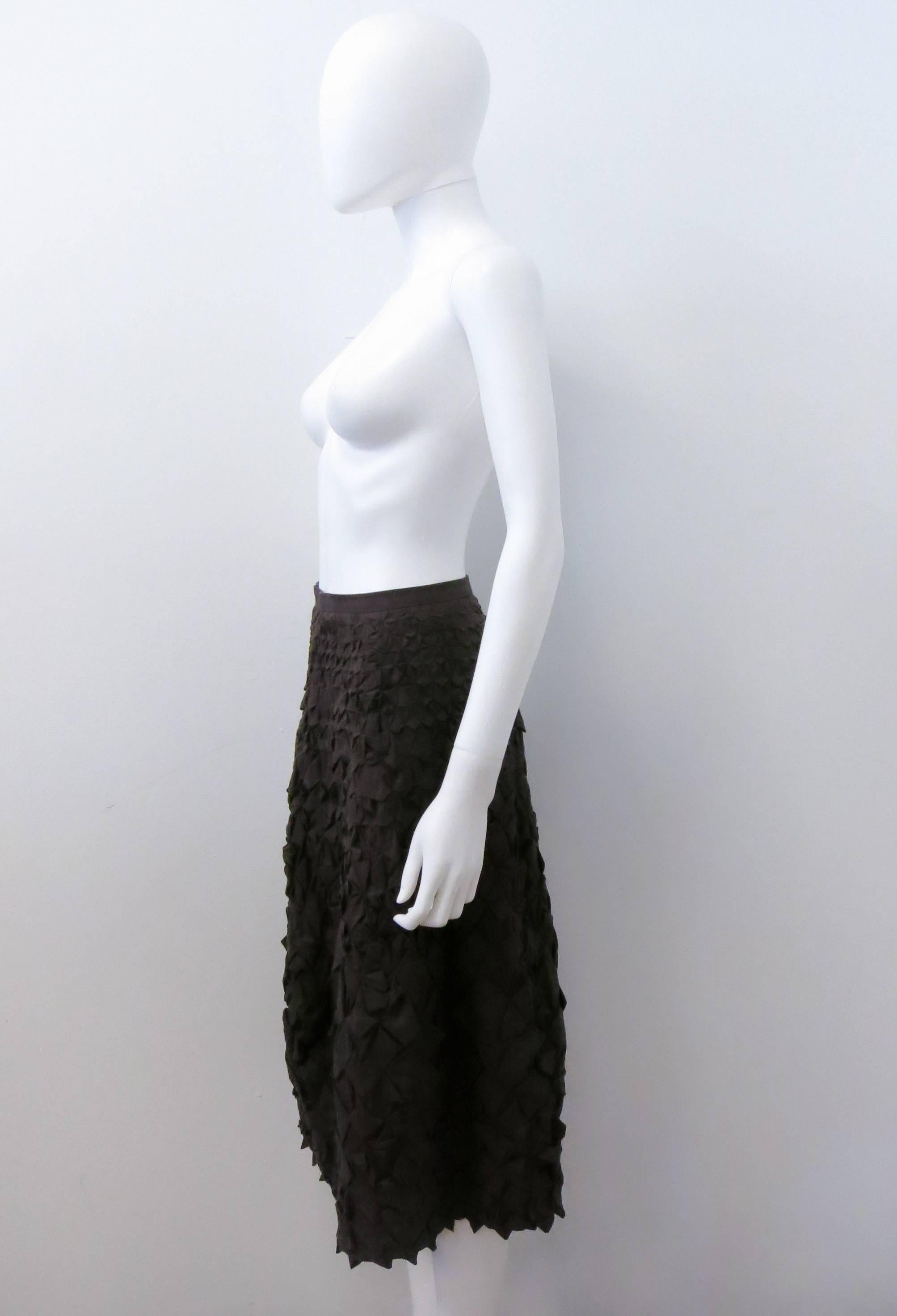 Black Issey Miyake Brown Triangle Cotton Origami 3D Textured Skirt 