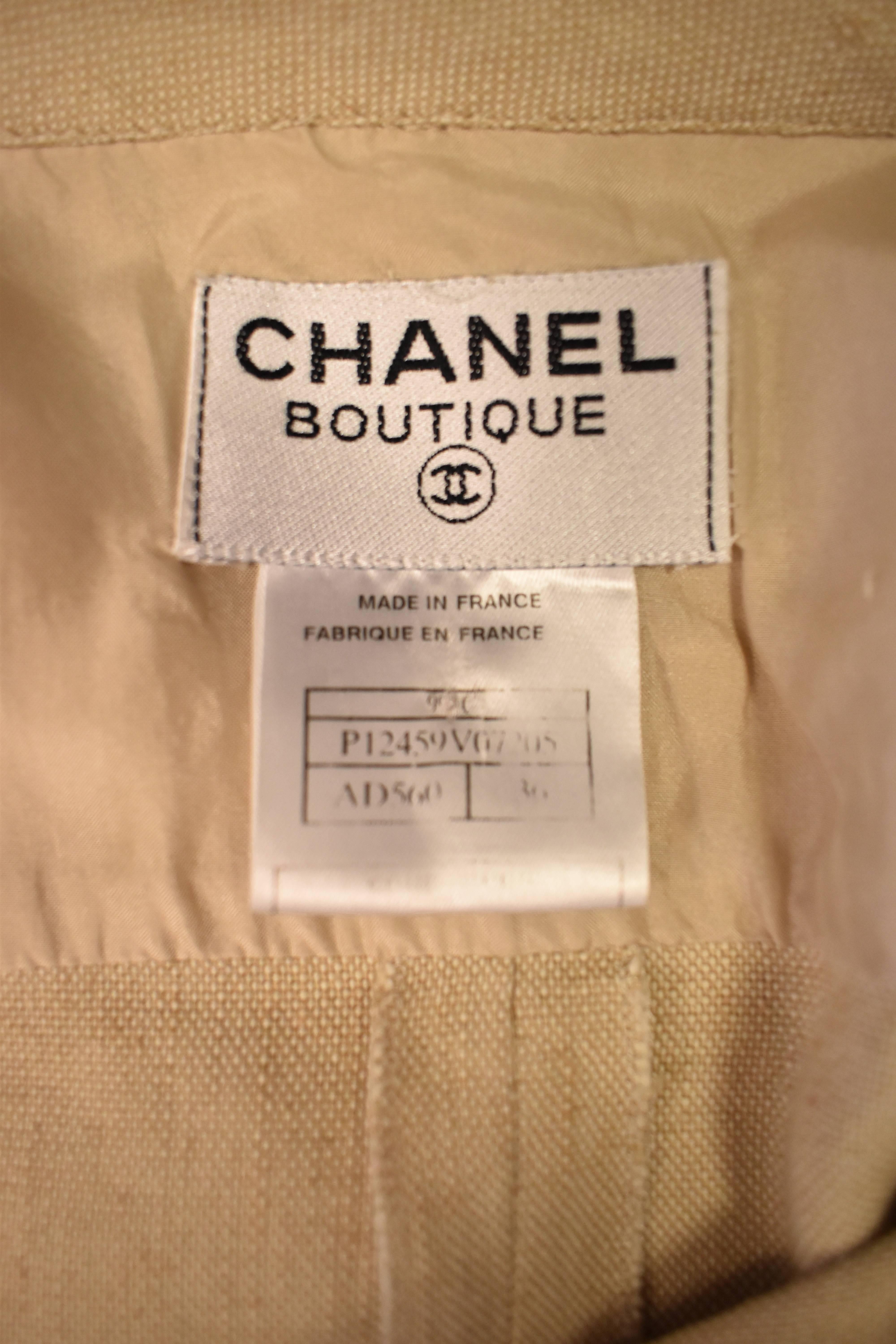 Women's Chanel Beige Linen and Silk Shirt Dress