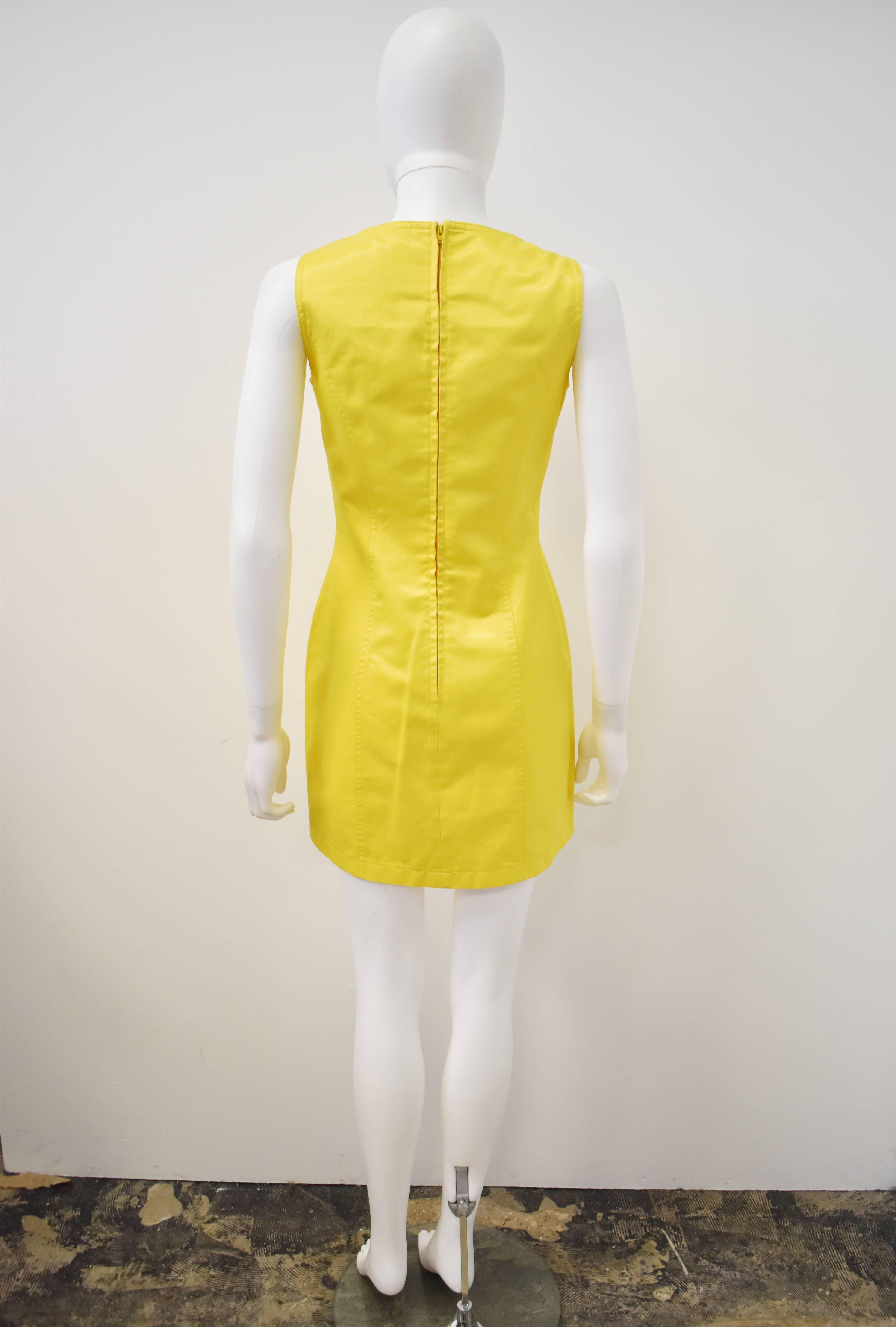 Moschino Jeans Yellow Fitted Mini Dress 1990’s 1