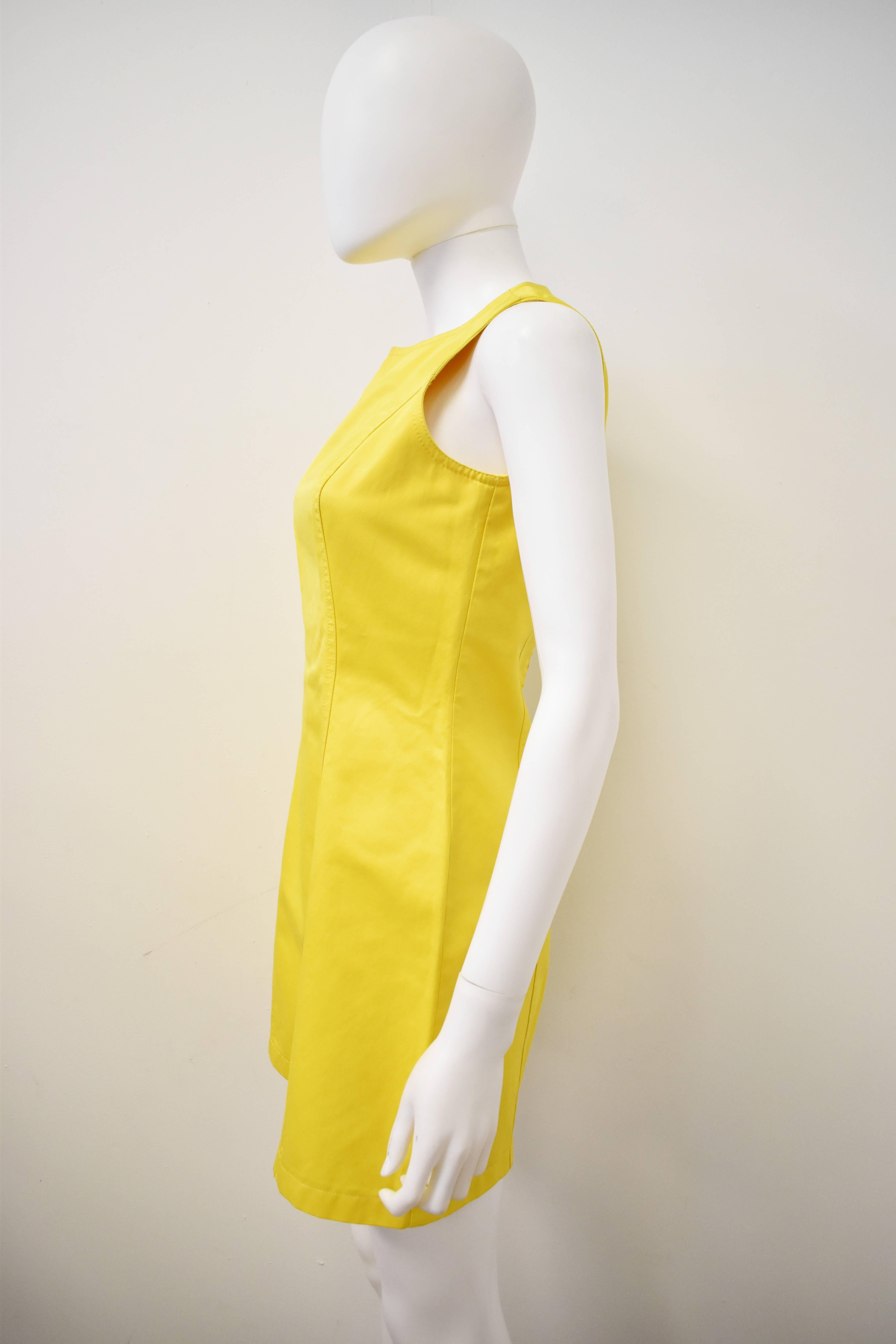 Women's Moschino Jeans Yellow Fitted Mini Dress 1990’s