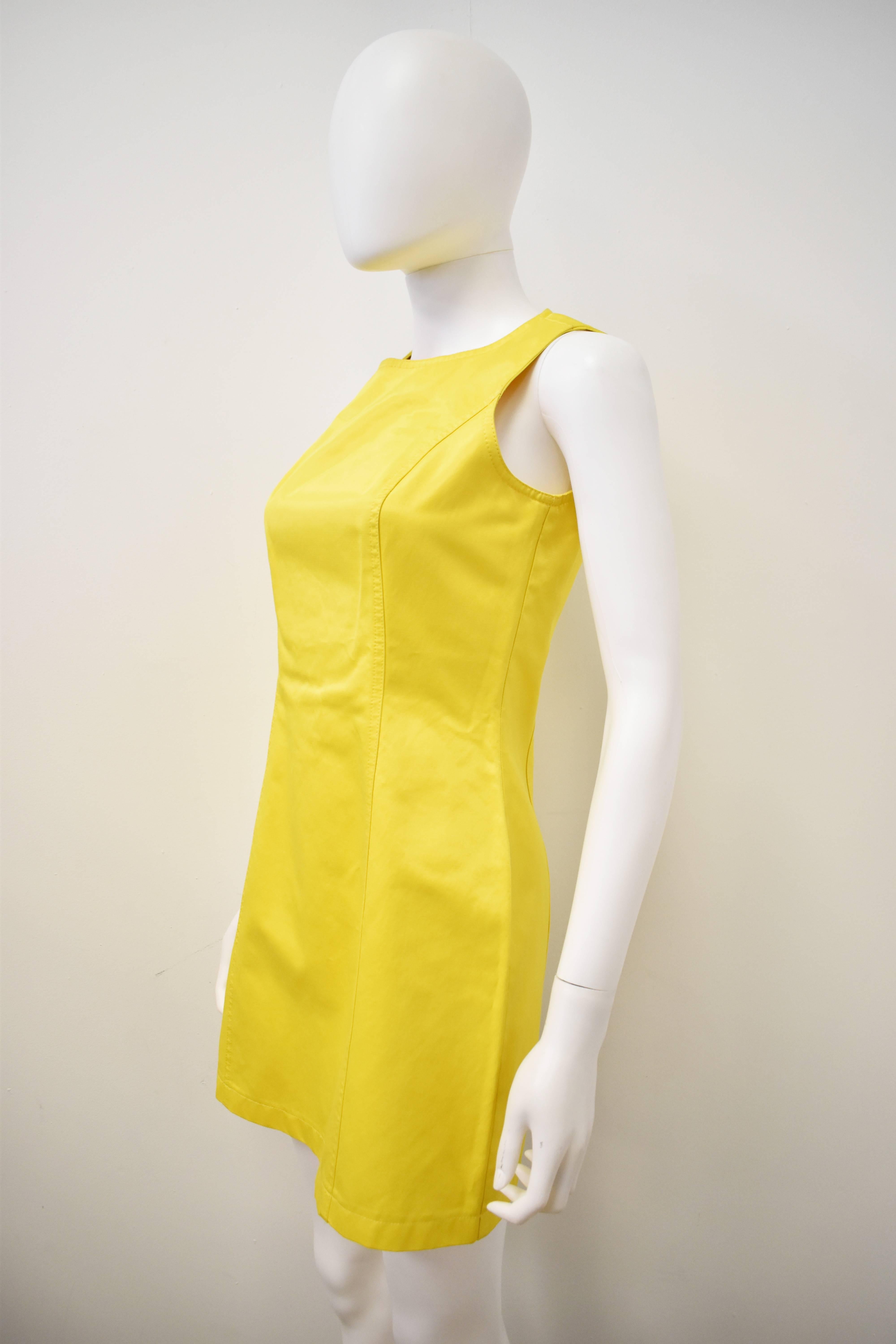 Moschino Jeans Yellow Fitted Mini Dress 1990’s In Good Condition In London, GB