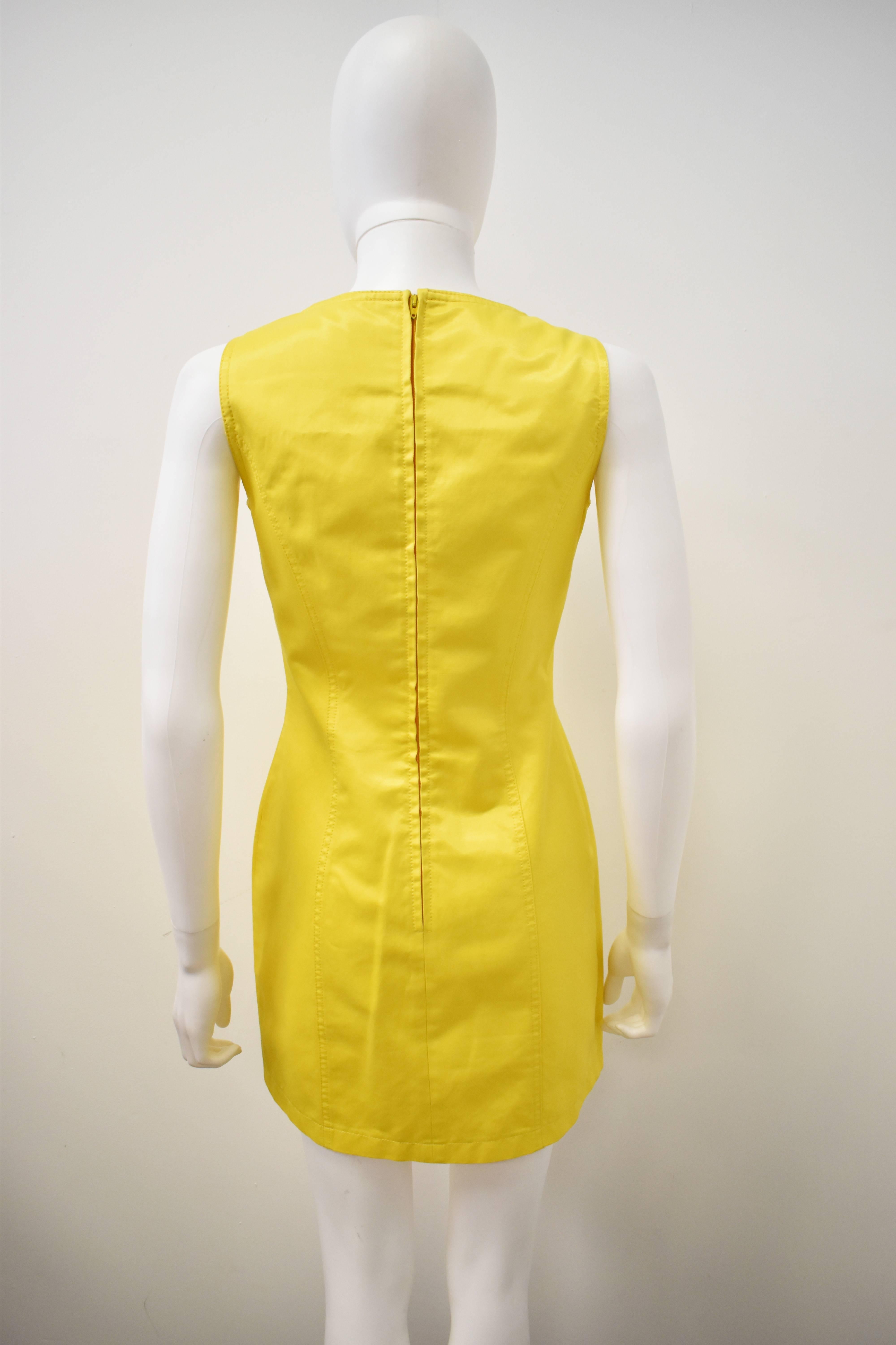 Moschino Jeans Yellow Fitted Mini Dress 1990’s 2