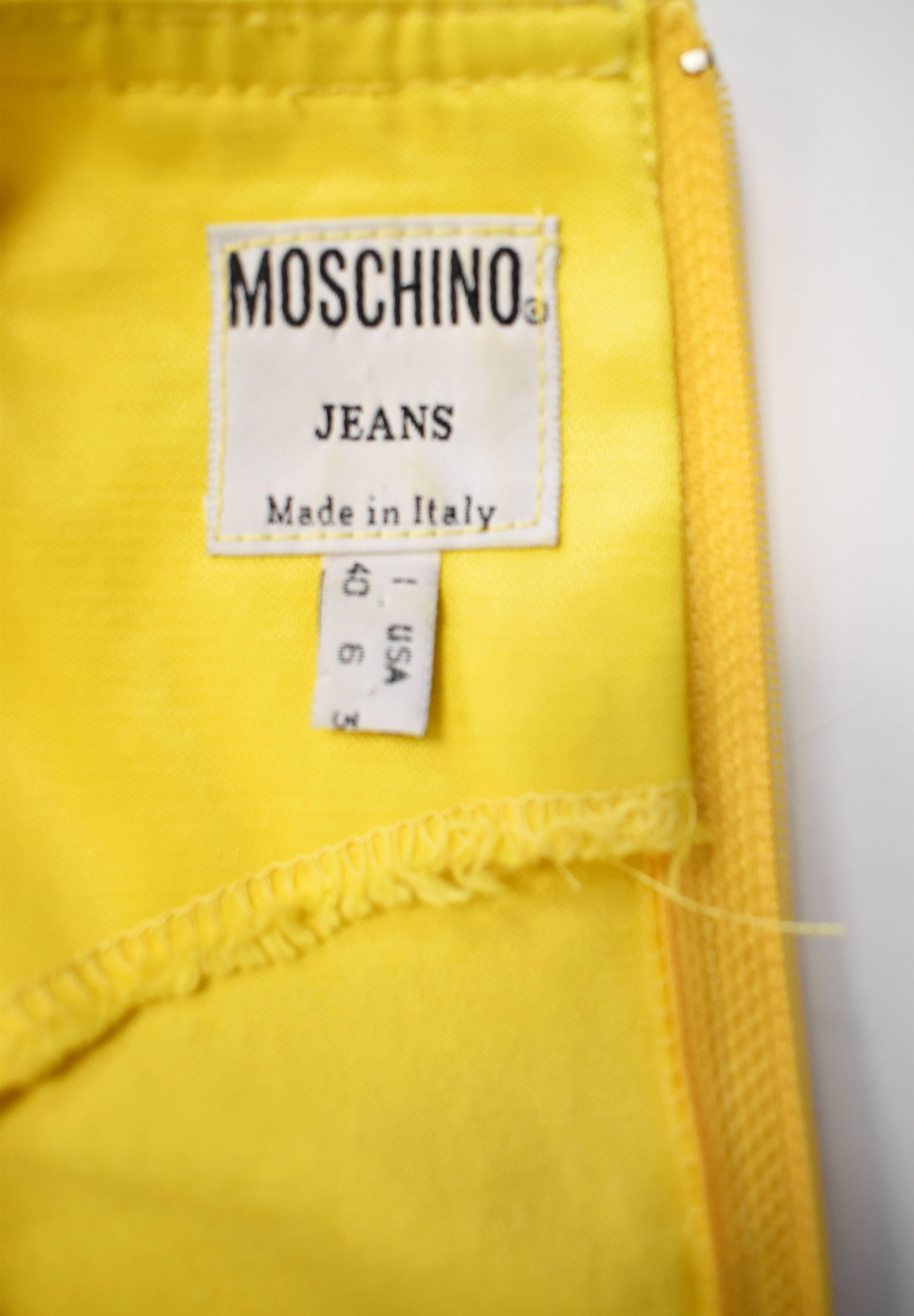 Moschino Jeans Yellow Fitted Mini Dress 1990’s 3