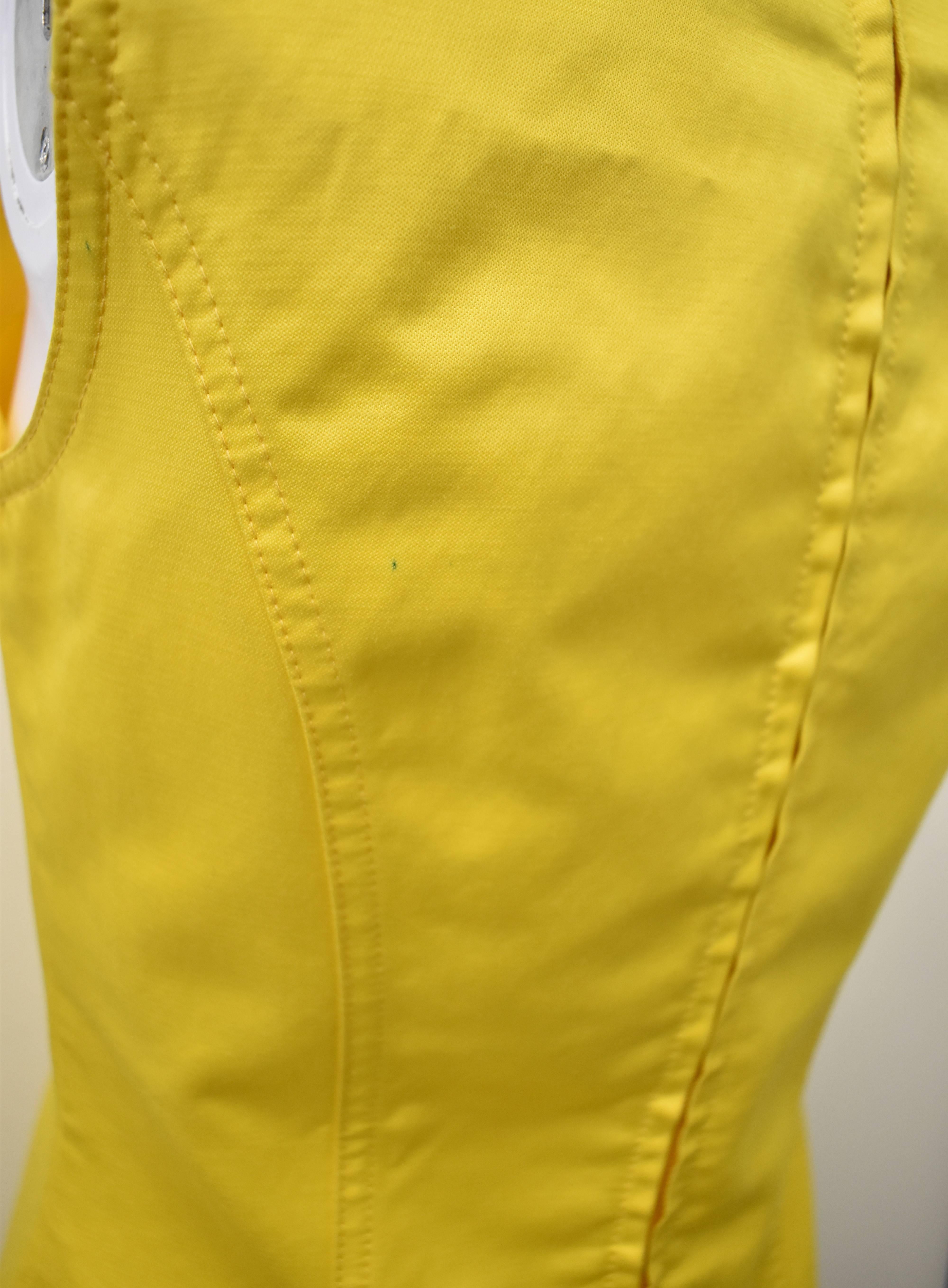 Moschino Jeans Yellow Fitted Mini Dress 1990’s 4