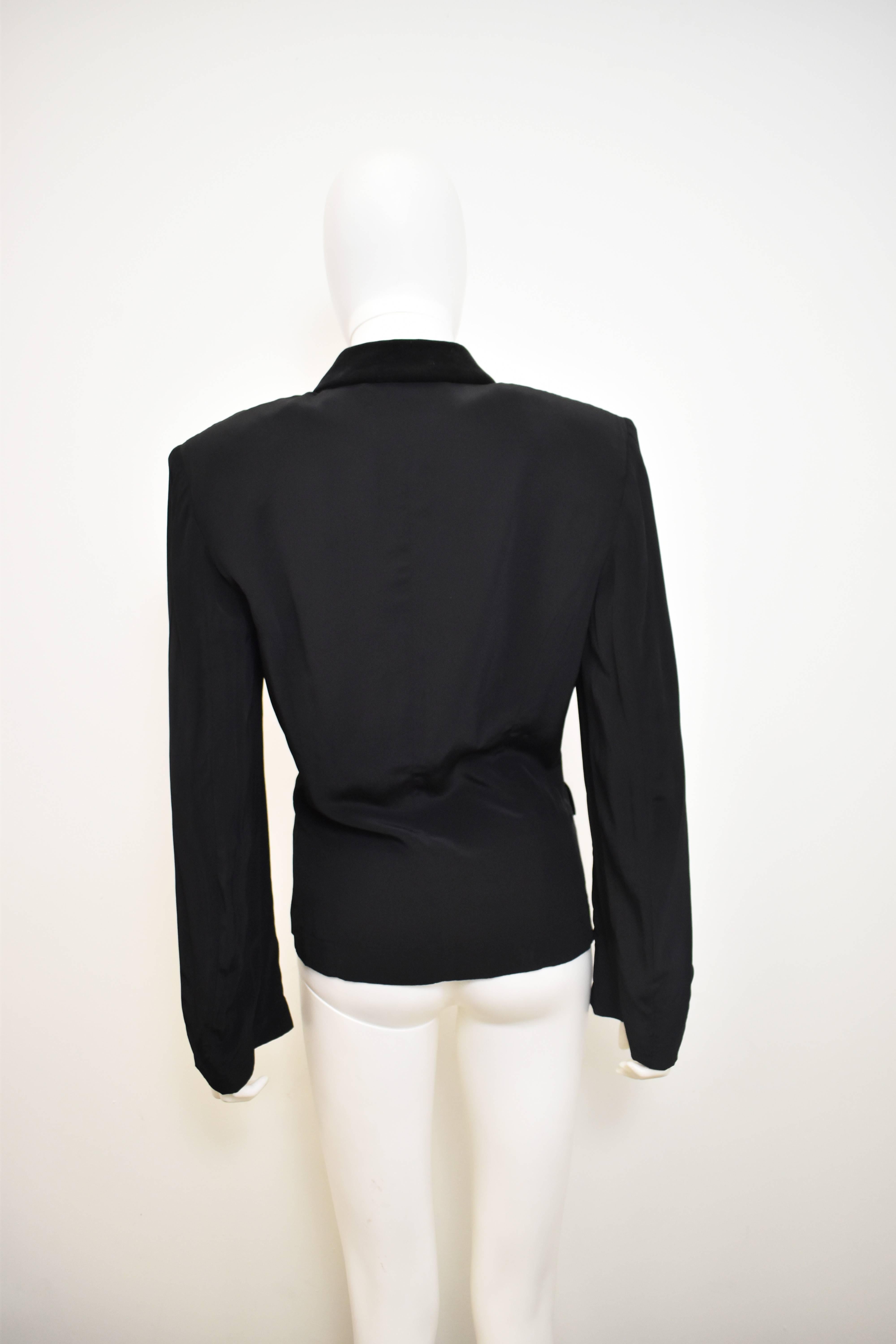 Women's Comme des Garçons Robe de Chambre Black Shirt with Contrast Velvet Collar