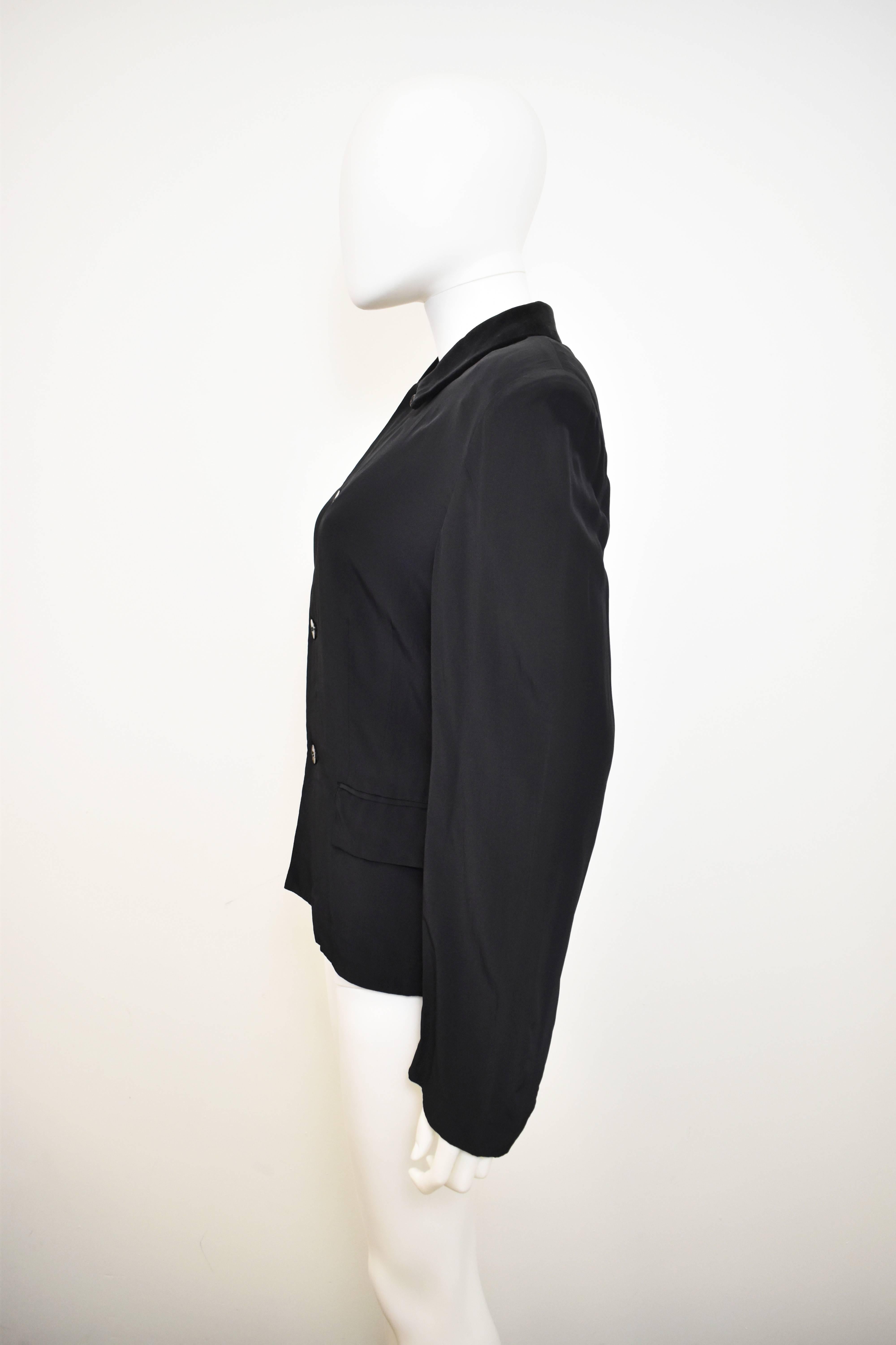 Comme des Garçons Robe de Chambre Black Shirt with Contrast Velvet Collar In Good Condition In London, GB