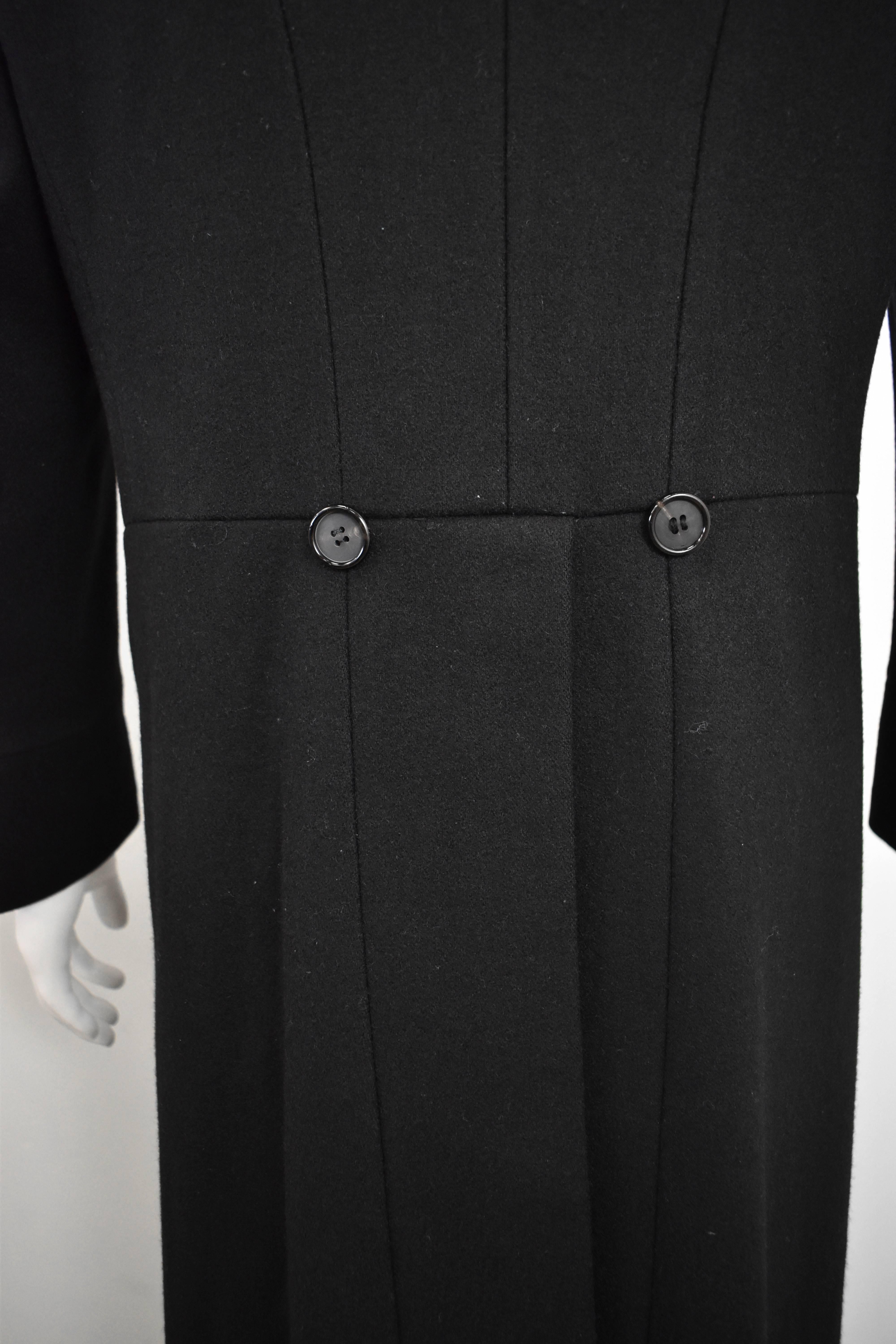 Alexander McQueen Black Wool Double Breasted Coat with Long Vents 1