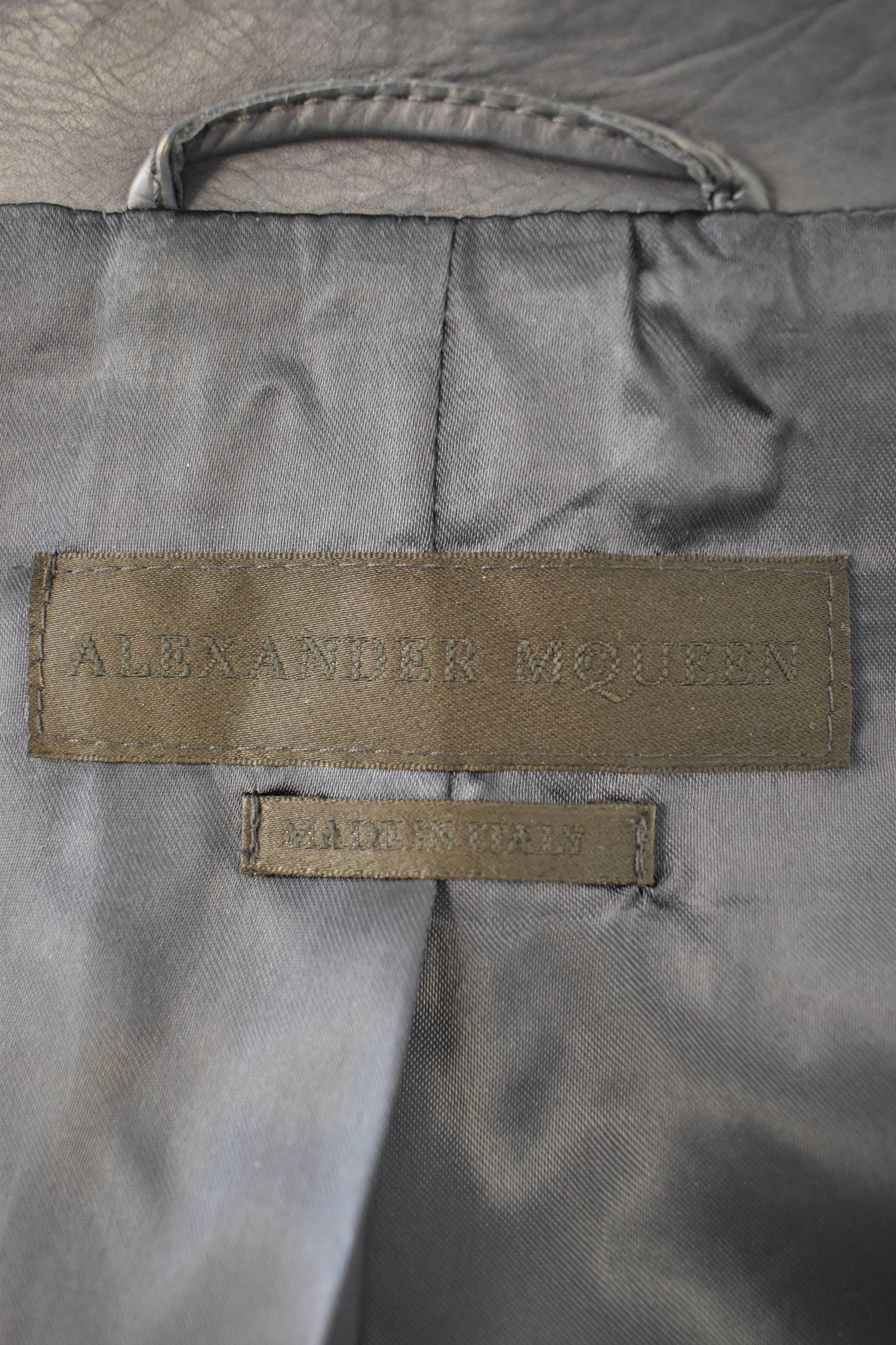 Alexander McQueen Blue Leather Button Up Jacket 4