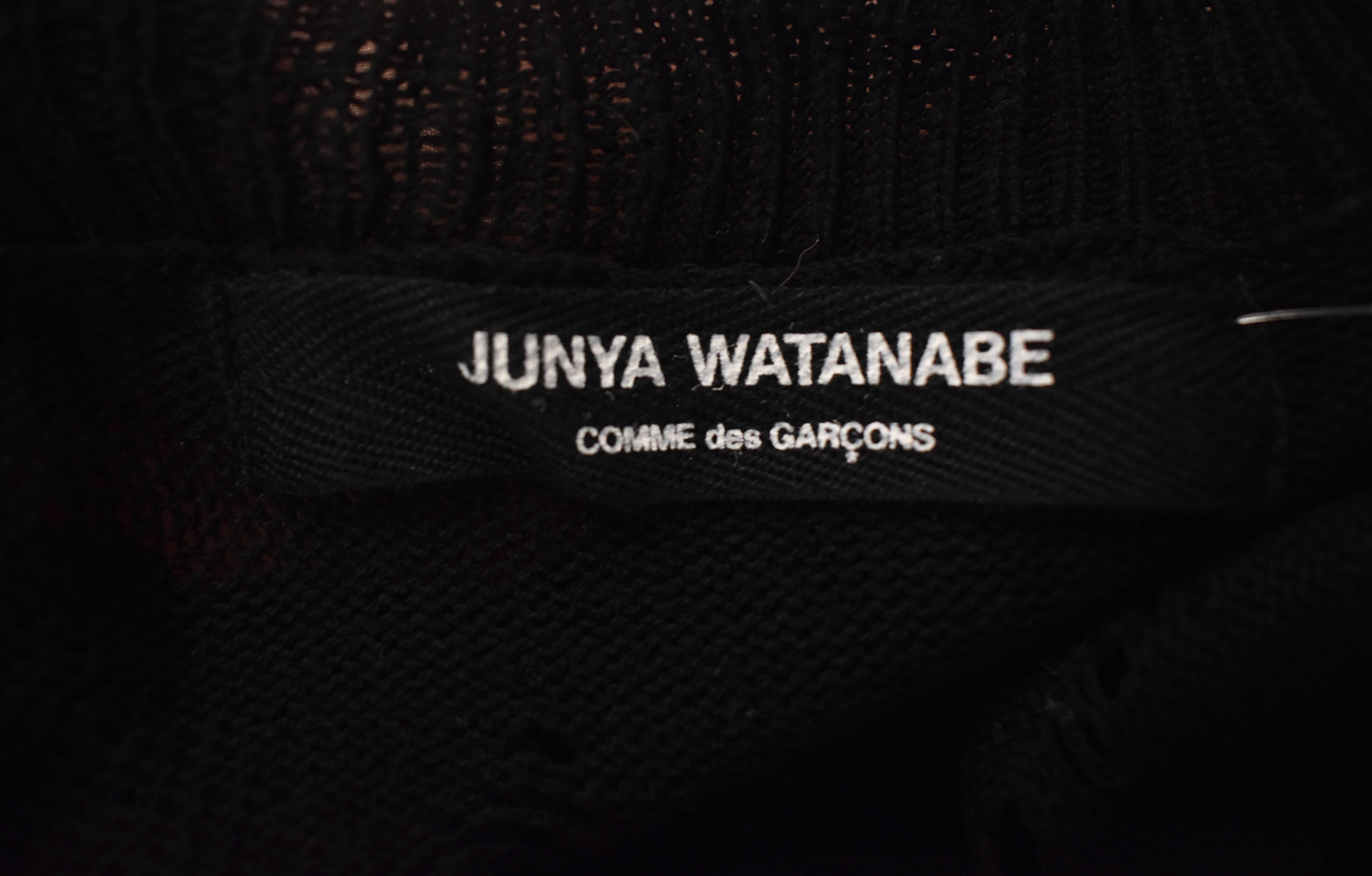Women's Junya Watanabe Black Distressed Knit Dress 2009 For Sale